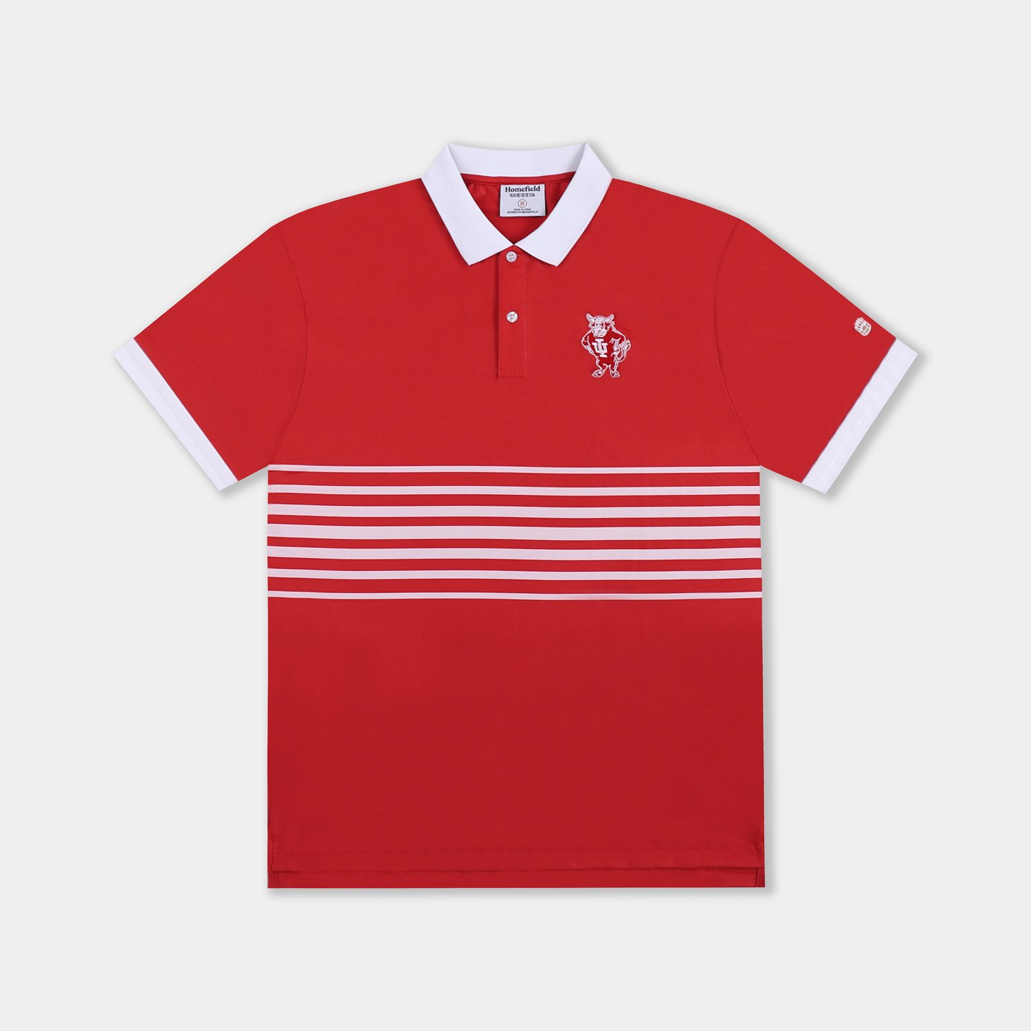 Homefield Men's Indiana University Vault Mascot Striped Chest Golf Polo Shirt
