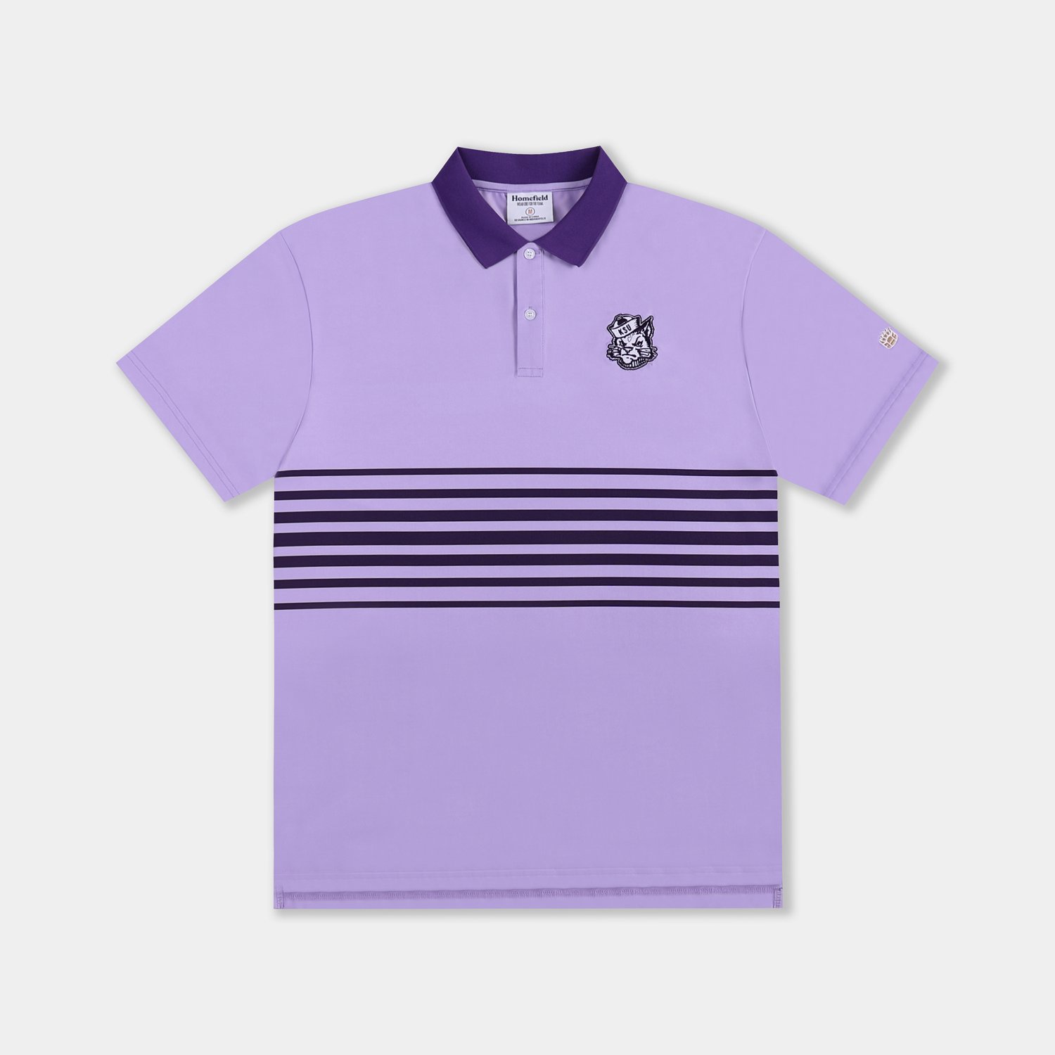 Homefield Men's Kansas State University Sailor Mascot Striped Chest Golf Polo Shirt