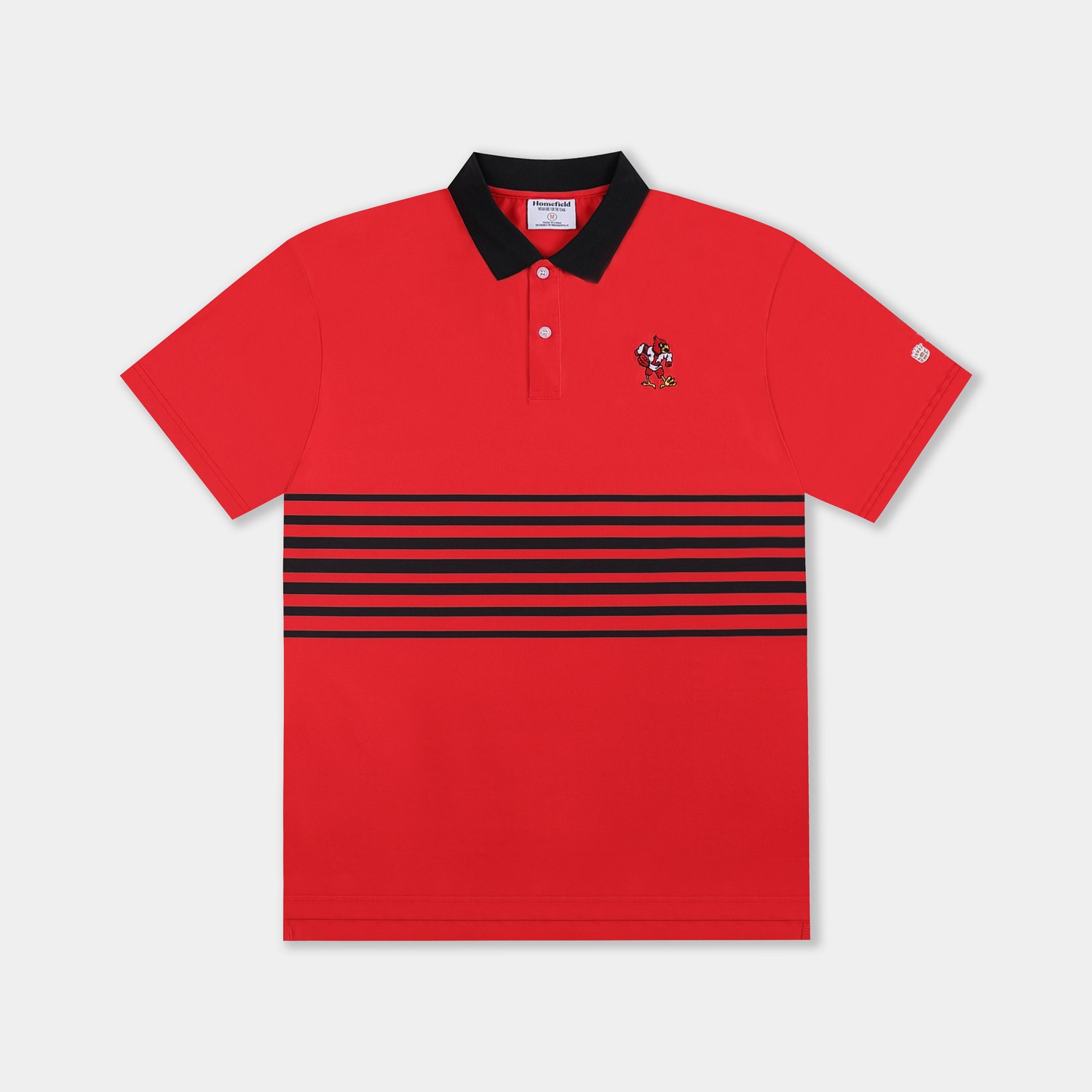 Homefield Men's University of Louisville Vault Mascot Striped Chest Golf Polo Shirt