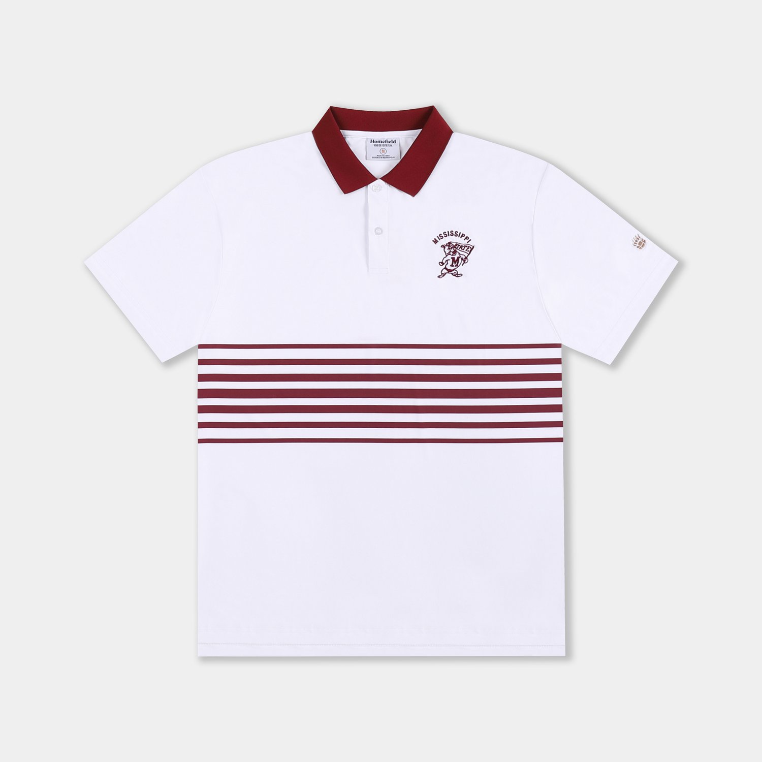 Homefield Men's Mississippi State University Vault Mascot Striped Chest Golf Polo Shirt