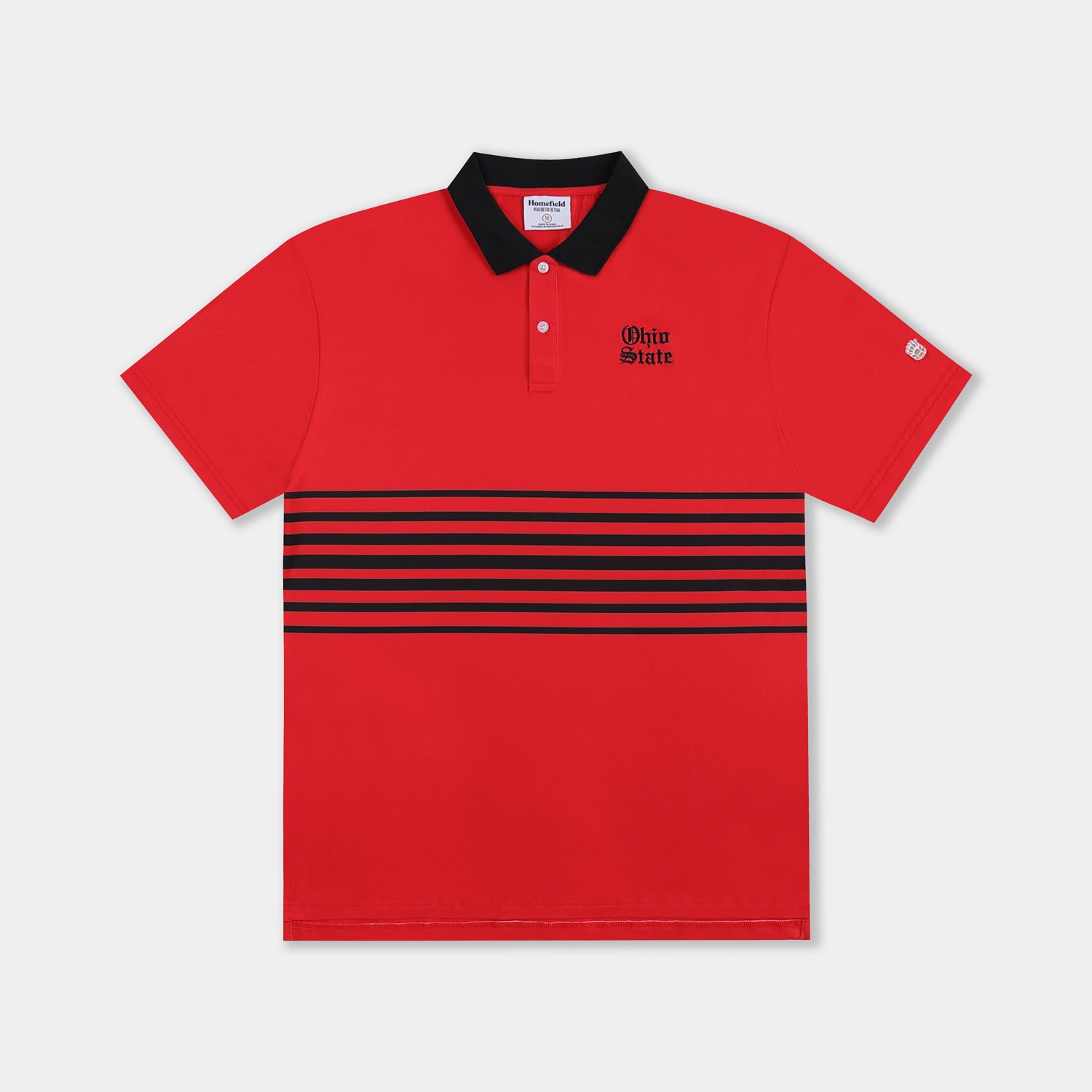 Homefield Men's Ohio State University Vault Mascot Striped Chest Golf Polo Shirt