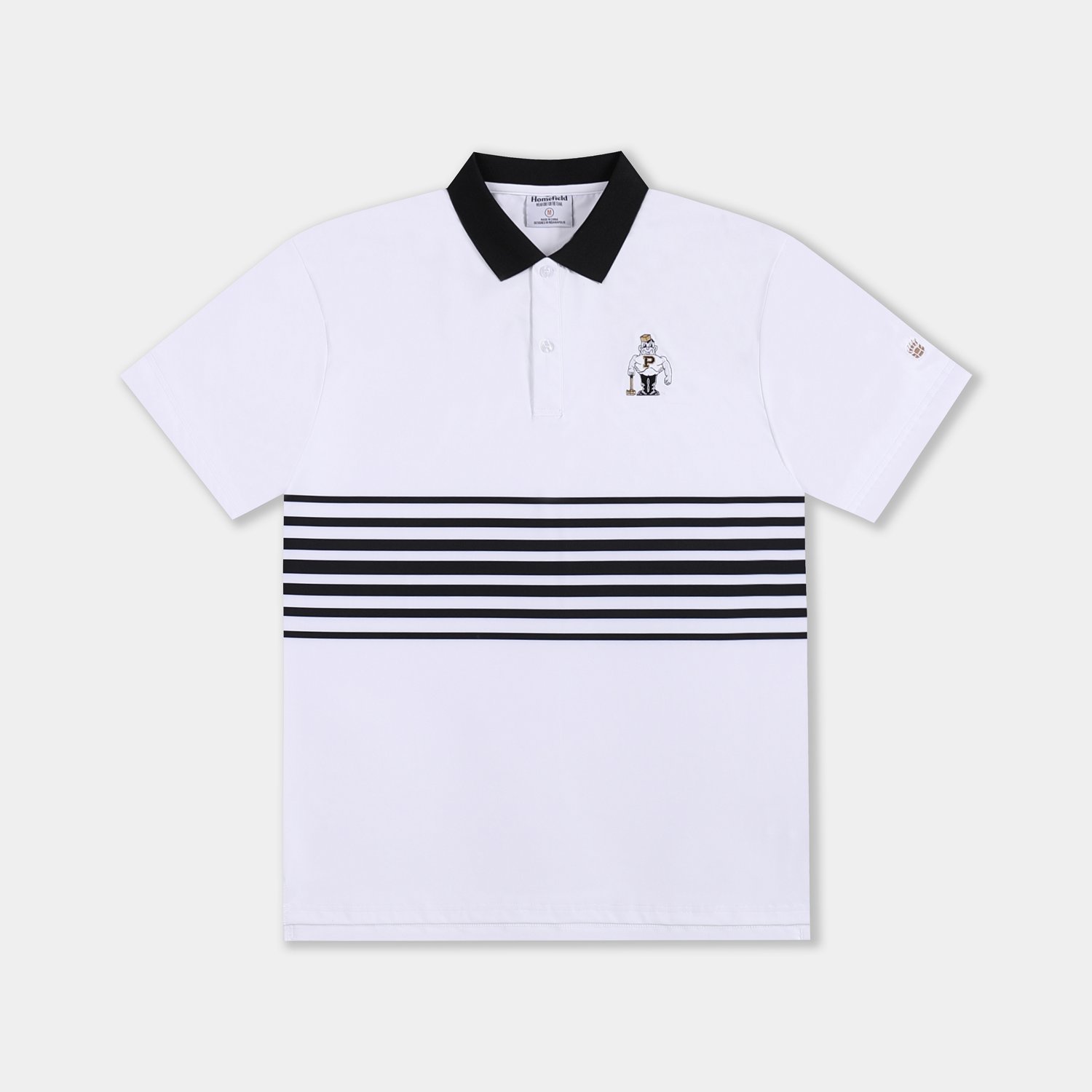 Homefield Men's Purdue University Vault Mascot Striped Chest Golf Polo Shirt