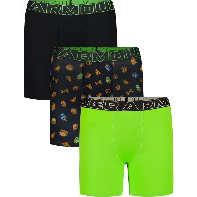 Under Armour Men's Athletic Performance Tech Boxer Briefs, 3-Pack - Black/Green