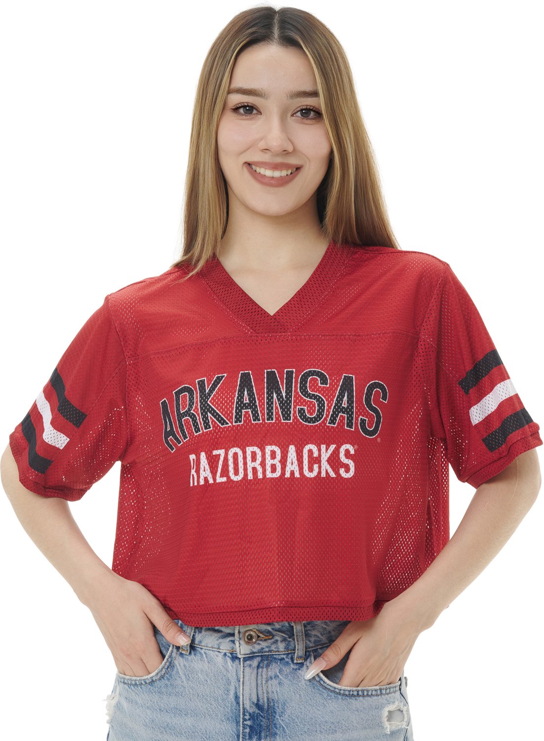 ZooZatz Women's University of Arkansas Field Goal Crop Jersey