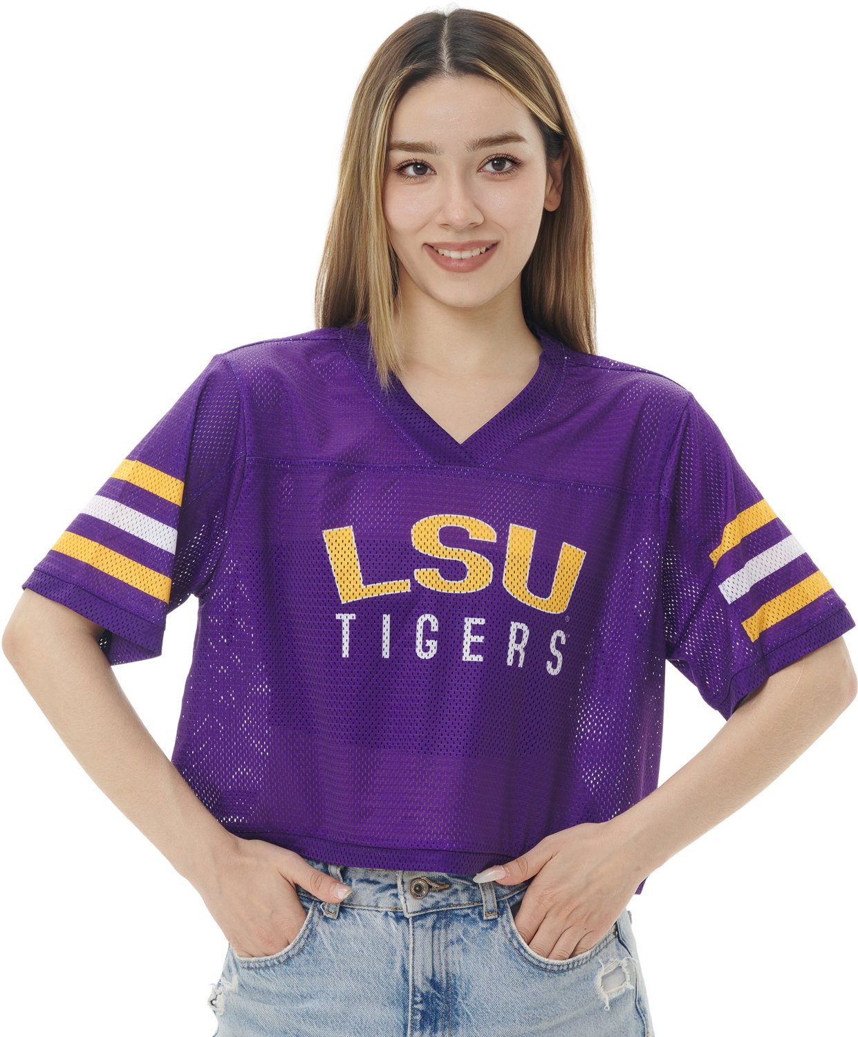 ZooZatz Women's Louisiana State University Field Goal Crop Jersey