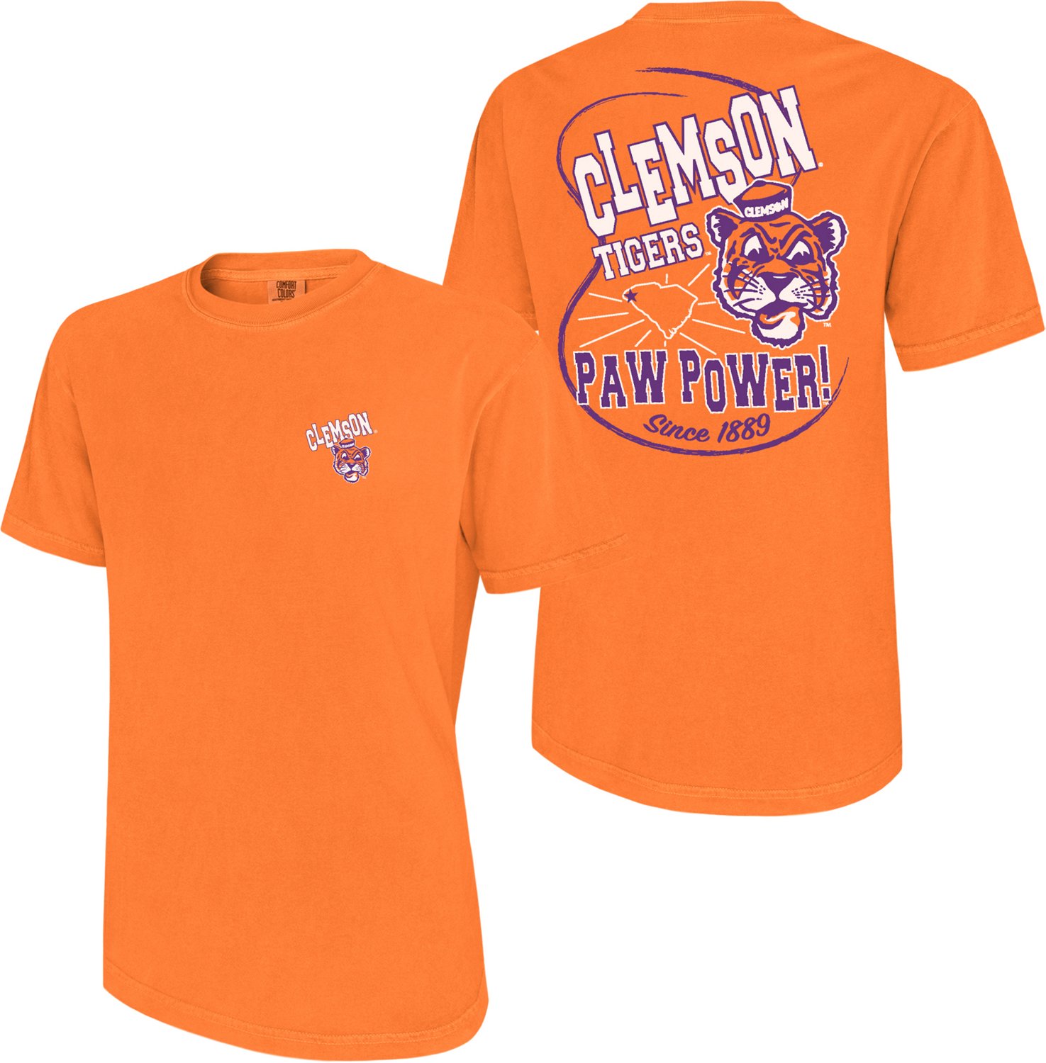 WILDCAT RETRO Men's Clemson University Mascot Loop Comfort Colors T-shirt - view number 3