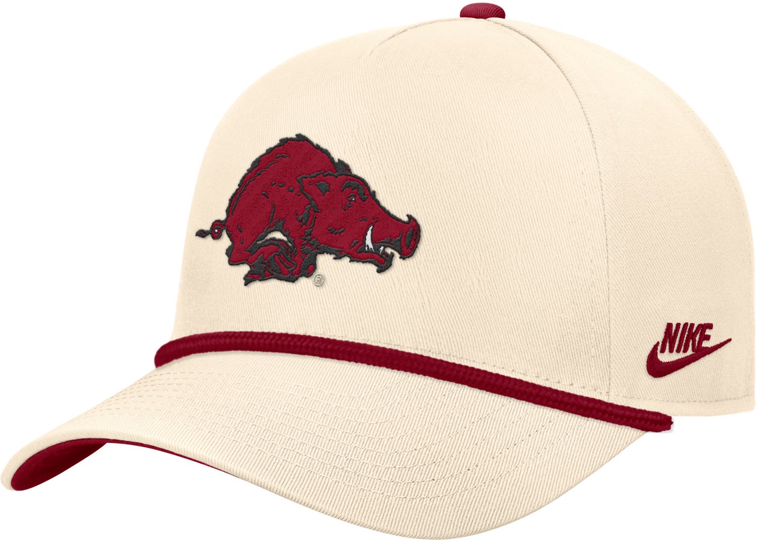 Nike Adults' Arkansas Vault Logo Rise 5 Panel Visor Rope Cap