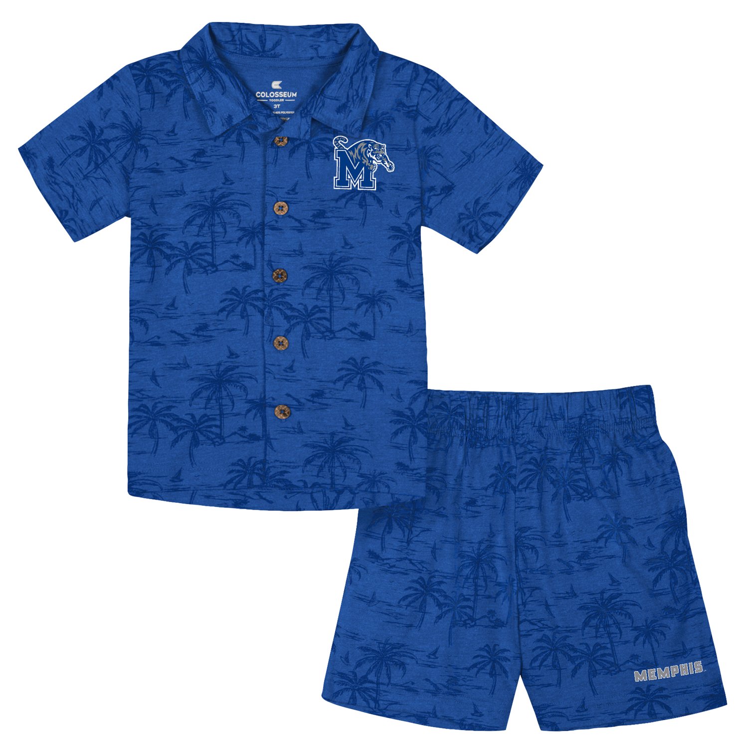 Colosseum Athletics Toddlers' University of Memphis Bloofy Camp Shirt and Shorts Set