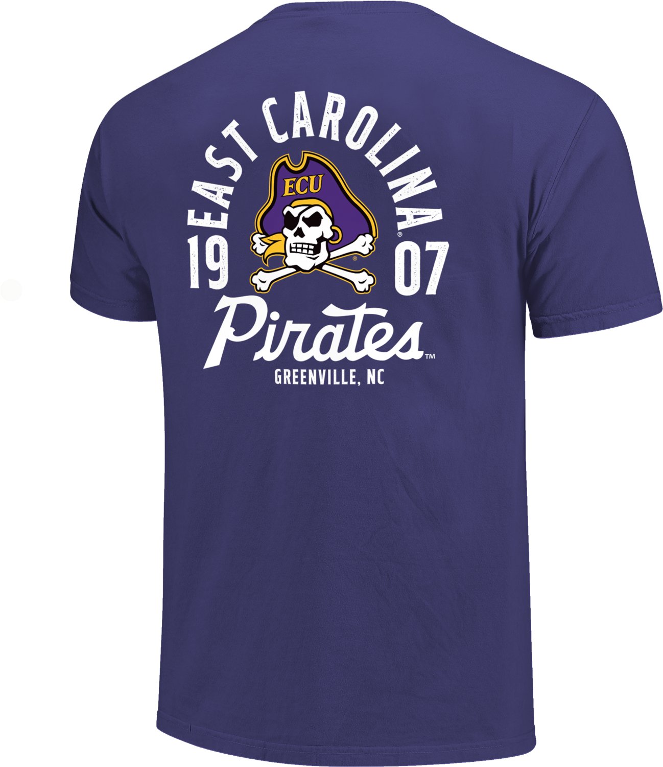 Image One Men's East Carolina University Mascot Overlay Script Front Graphic T-shirt