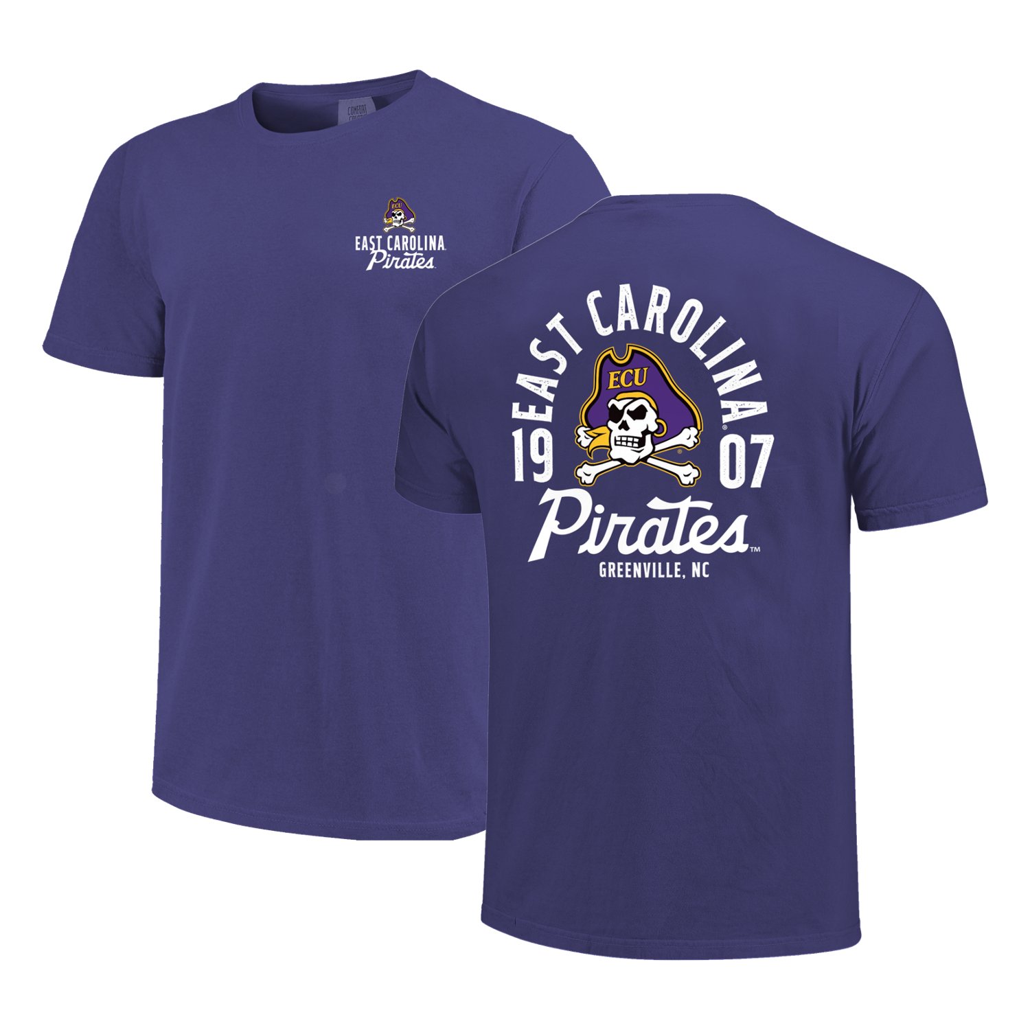 Image One Men's East Carolina University Mascot Overlay Script Front Graphic T-shirt