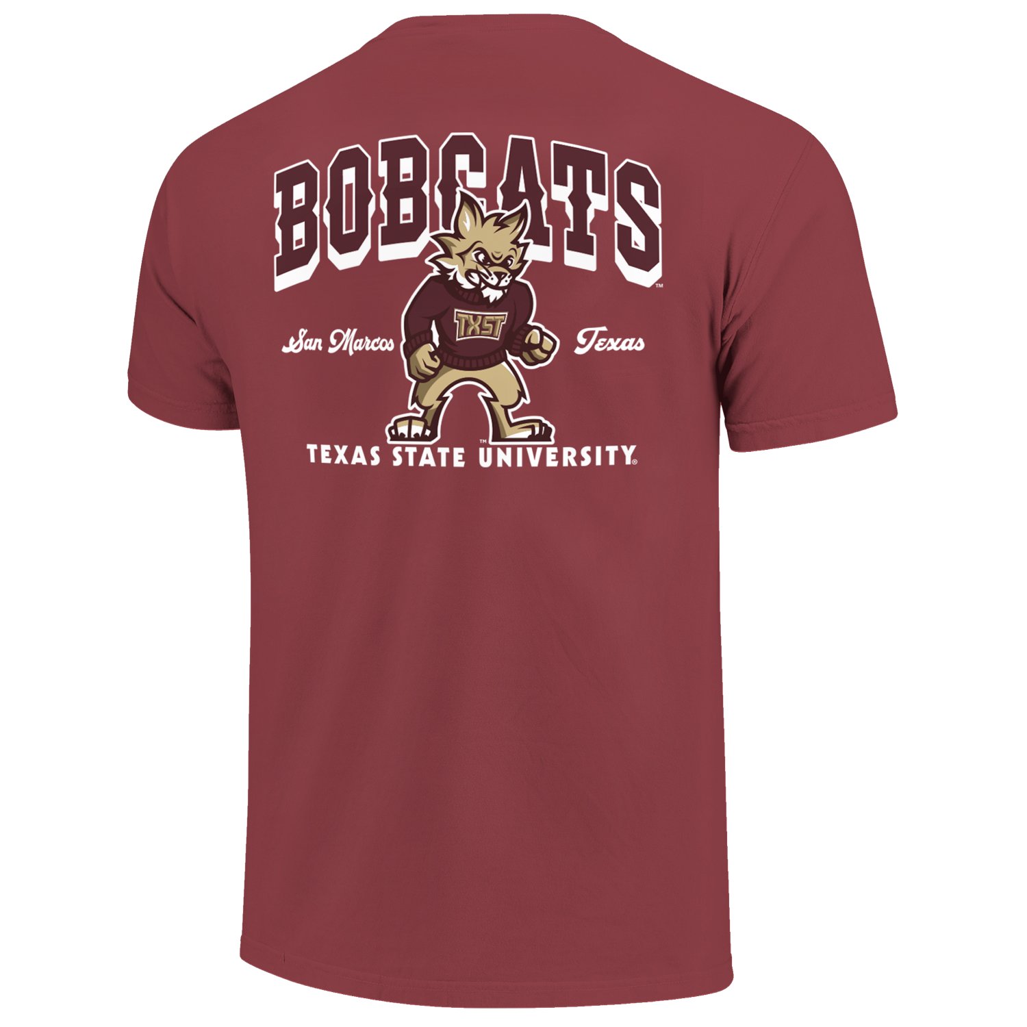 Image One Men's Texas State University Mascot Layout Graphic T-shirt