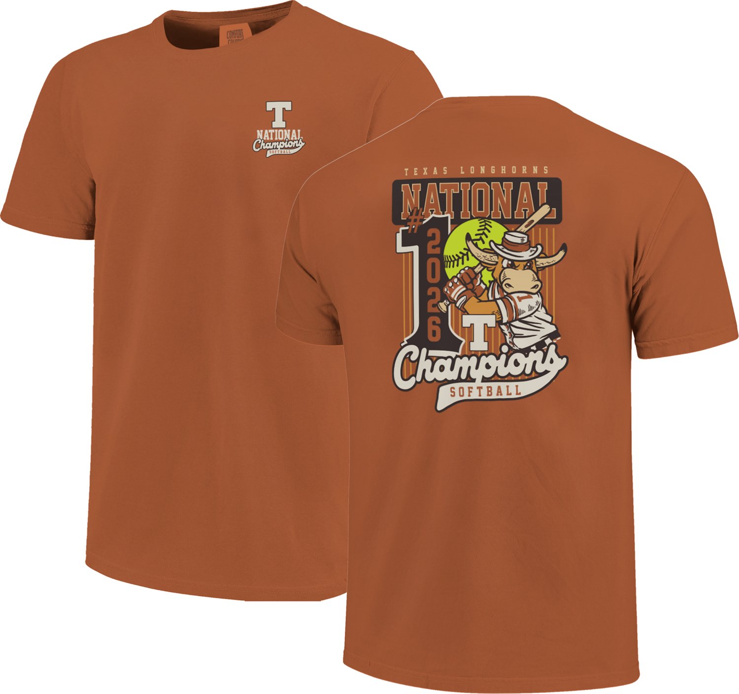 Image One Men's University of Texas 2026 WCWS National Champs Mascot Graphic T-shirt - view number 3