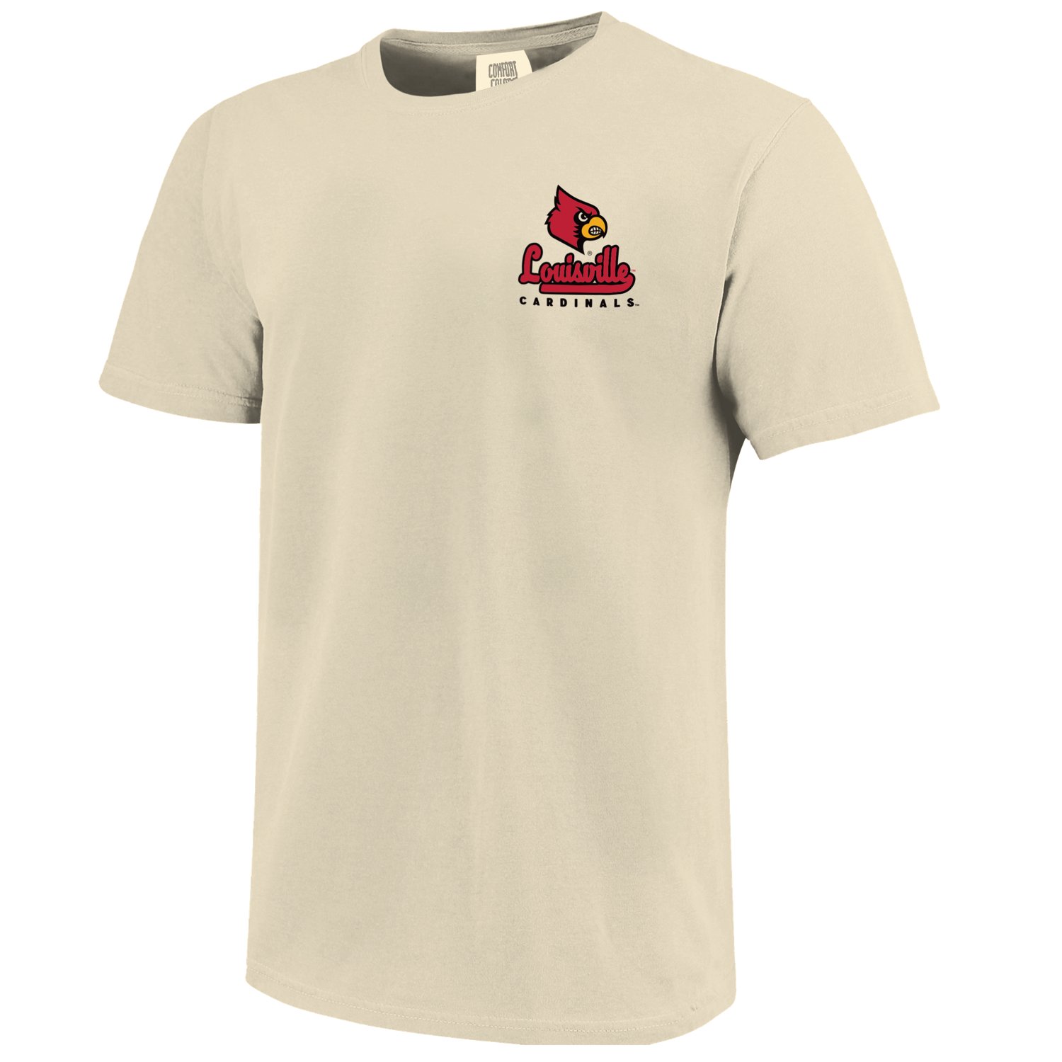 Image One Men's University of Louisville Striped Sign Script Graphic T-shirt