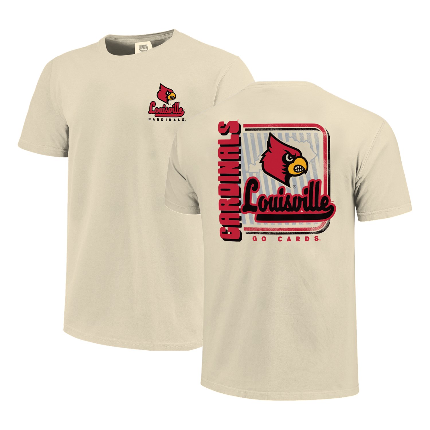 Image One Men's University of Louisville Striped Sign Script Graphic T-shirt