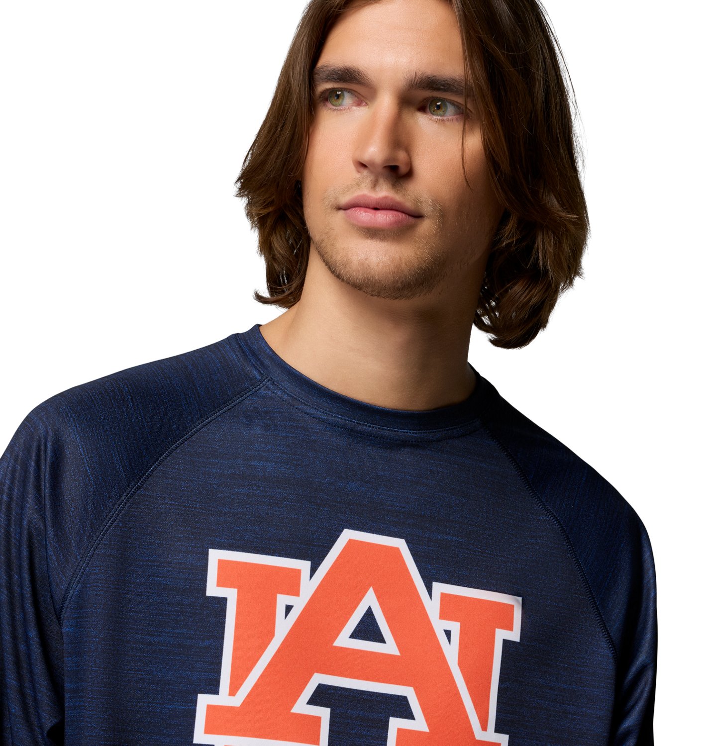 Columbia Sportswear Men's Auburn University CLG Terminal Tackle Heather Long Sleeve Graphic T-shirt