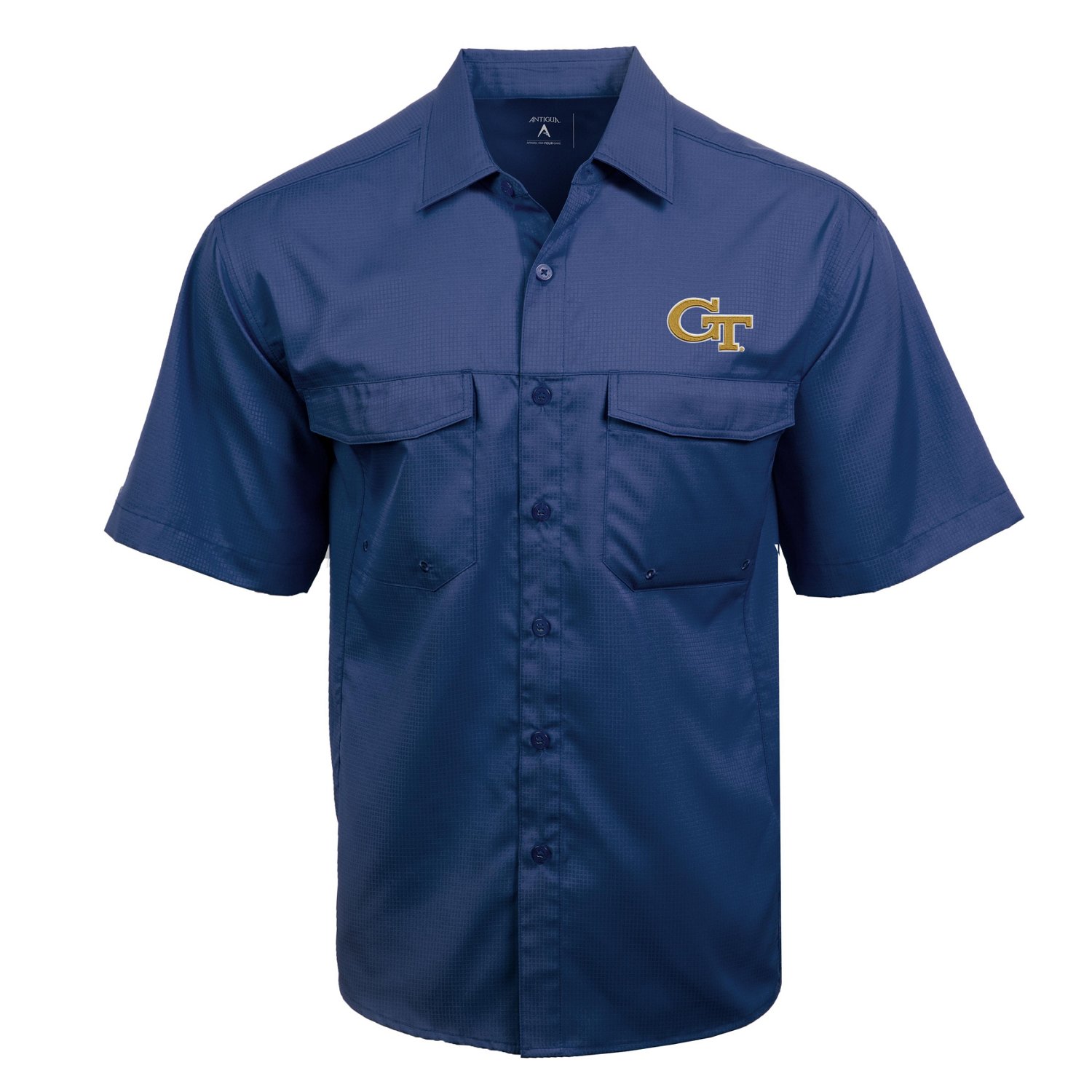 Antigua Men's Georgia Tech Game Day Button Up Fishing Shirt