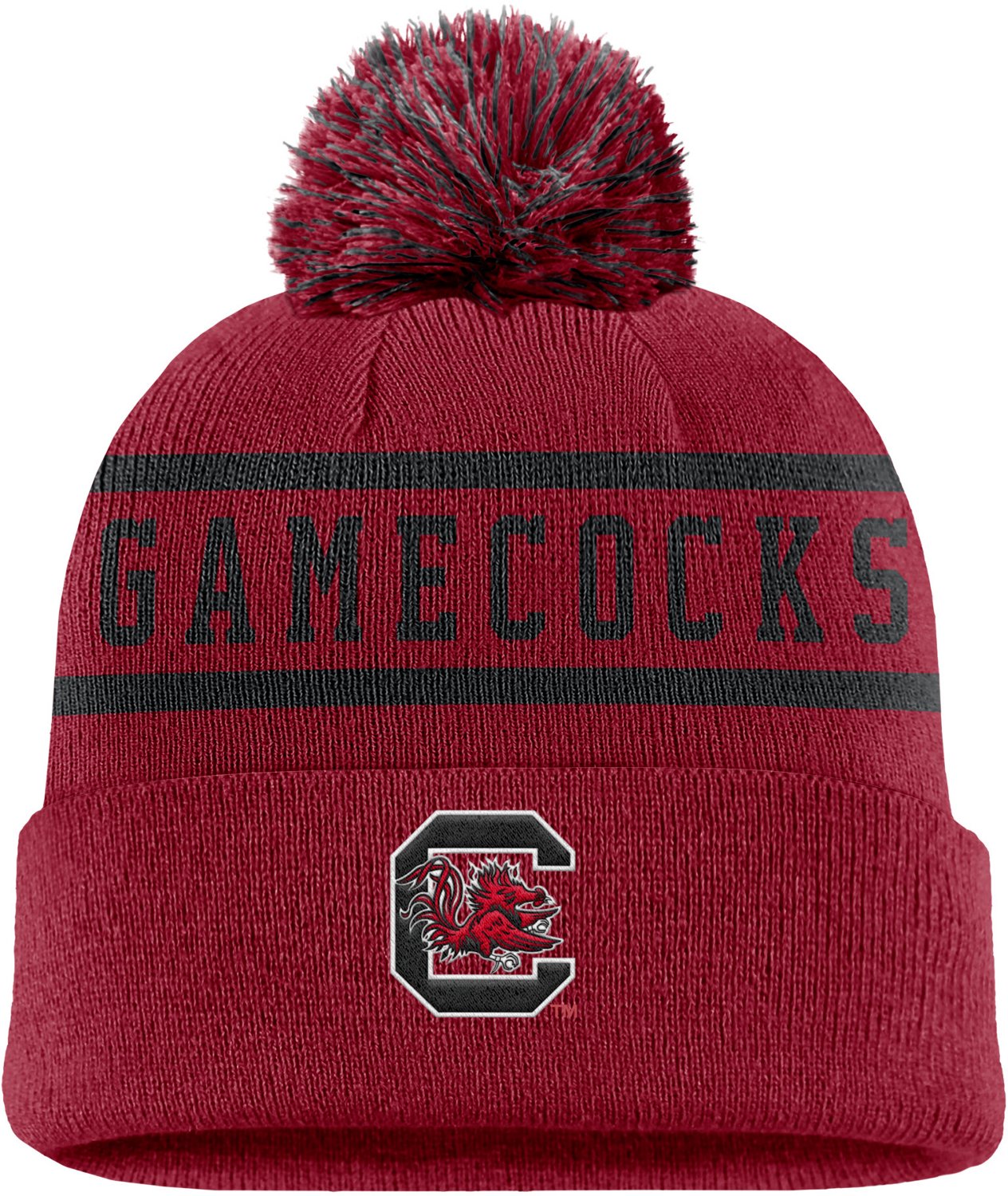 Nike Adults' South Carolina Peak Stripe Pom Beanie