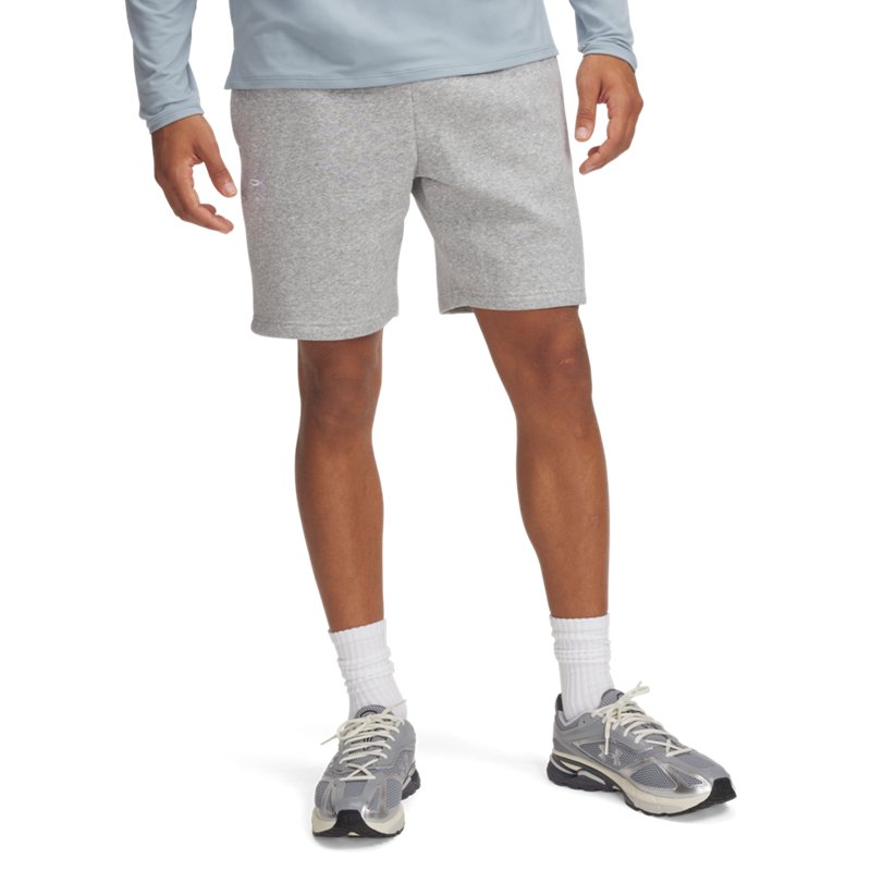 Under Armour Men's Icon Fleece Shorts, Medium, Mod Gray L Heather/White