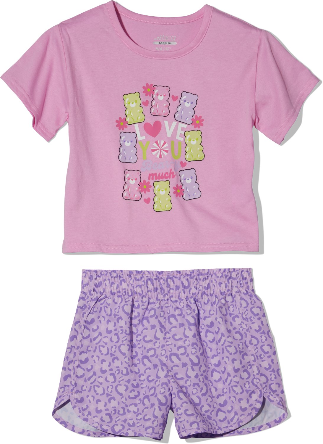 BCG Girls' 4-6X Gummy Bear All Over Print Short Sleeve Short Set