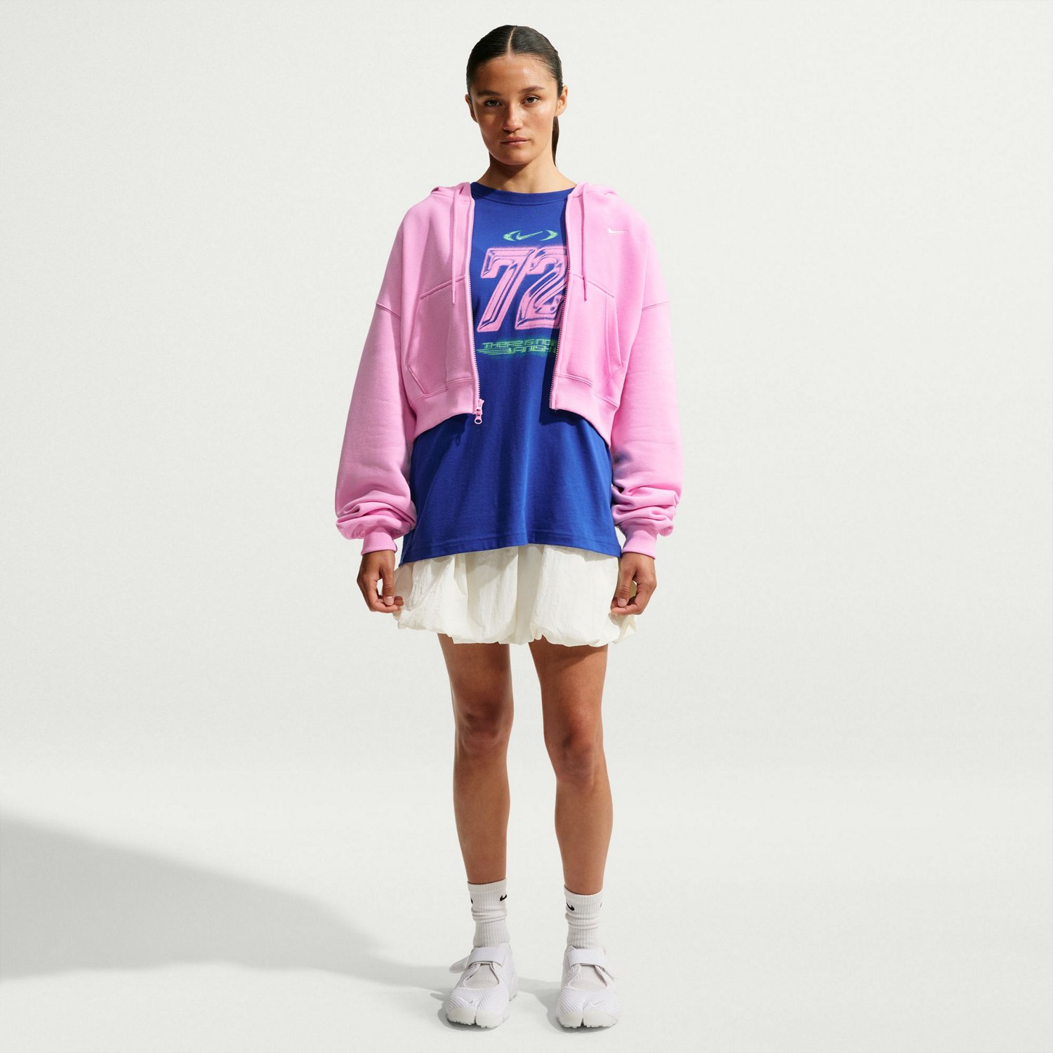 Nike Women's Sportswear Studio Fleece Oversized Cropped Full-Zip Hoodie
