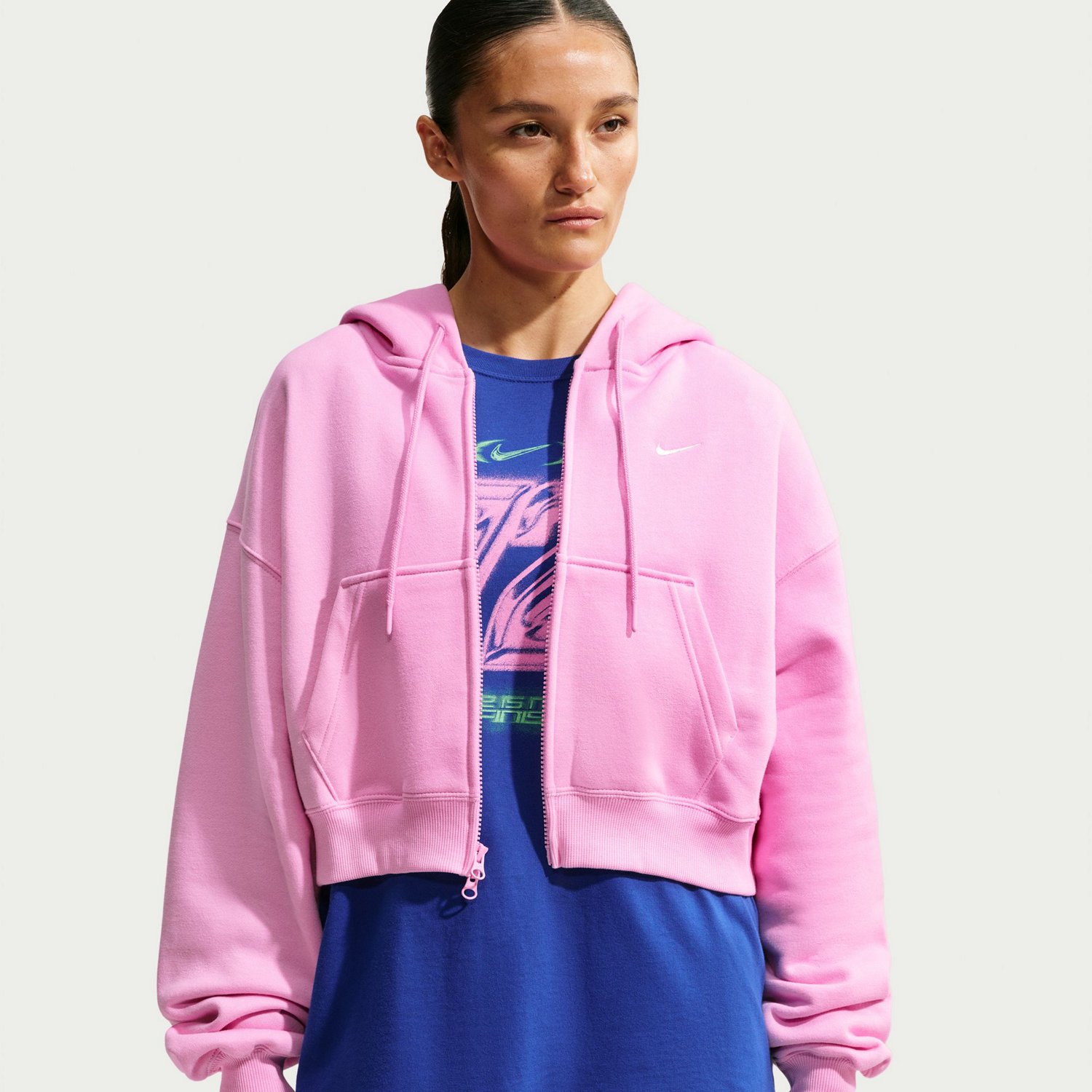 Nike Women's Sportswear Studio Fleece Oversized Cropped Full-Zip Hoodie - view number 3