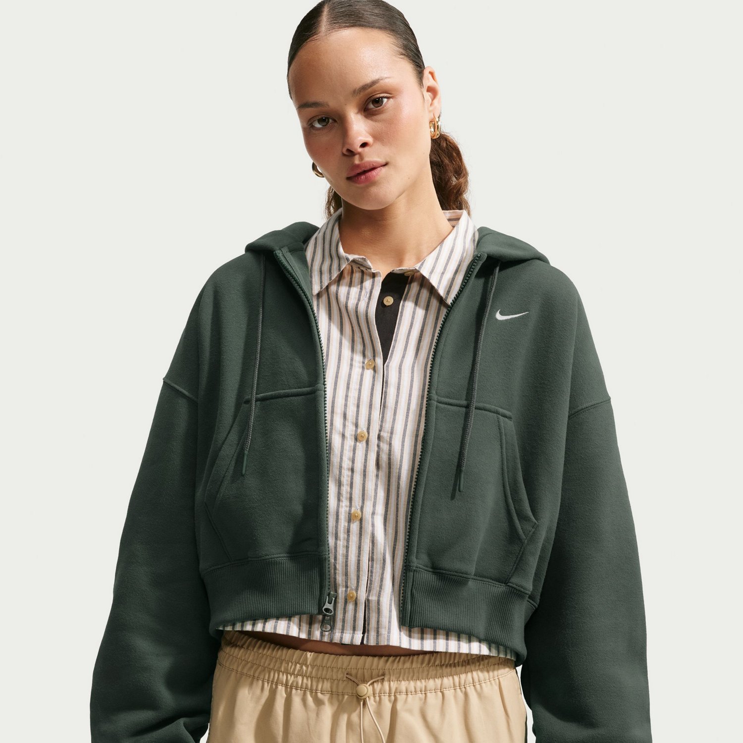 Nike Women's Sportswear Phoenix Fleece Oversized Cropped Full-Zip Hoodie - view number 3