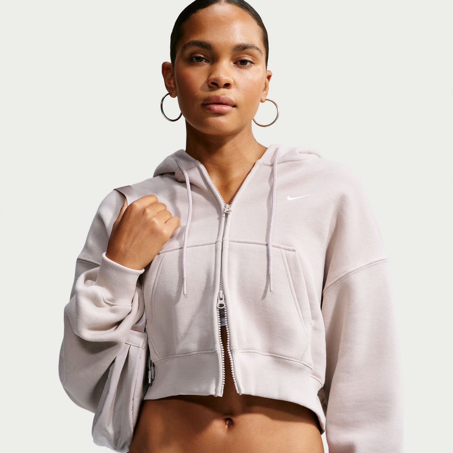 Nike Women's Sportswear Studio Fleece Oversized Cropped Full-Zip Hoodie - view number 3