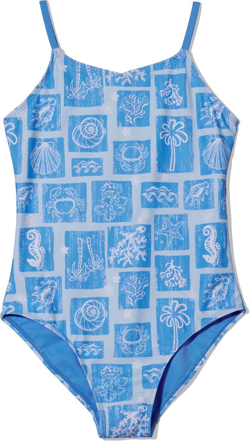 Breaking Waves Girls' Strappy Back One-Piece Swimsuit