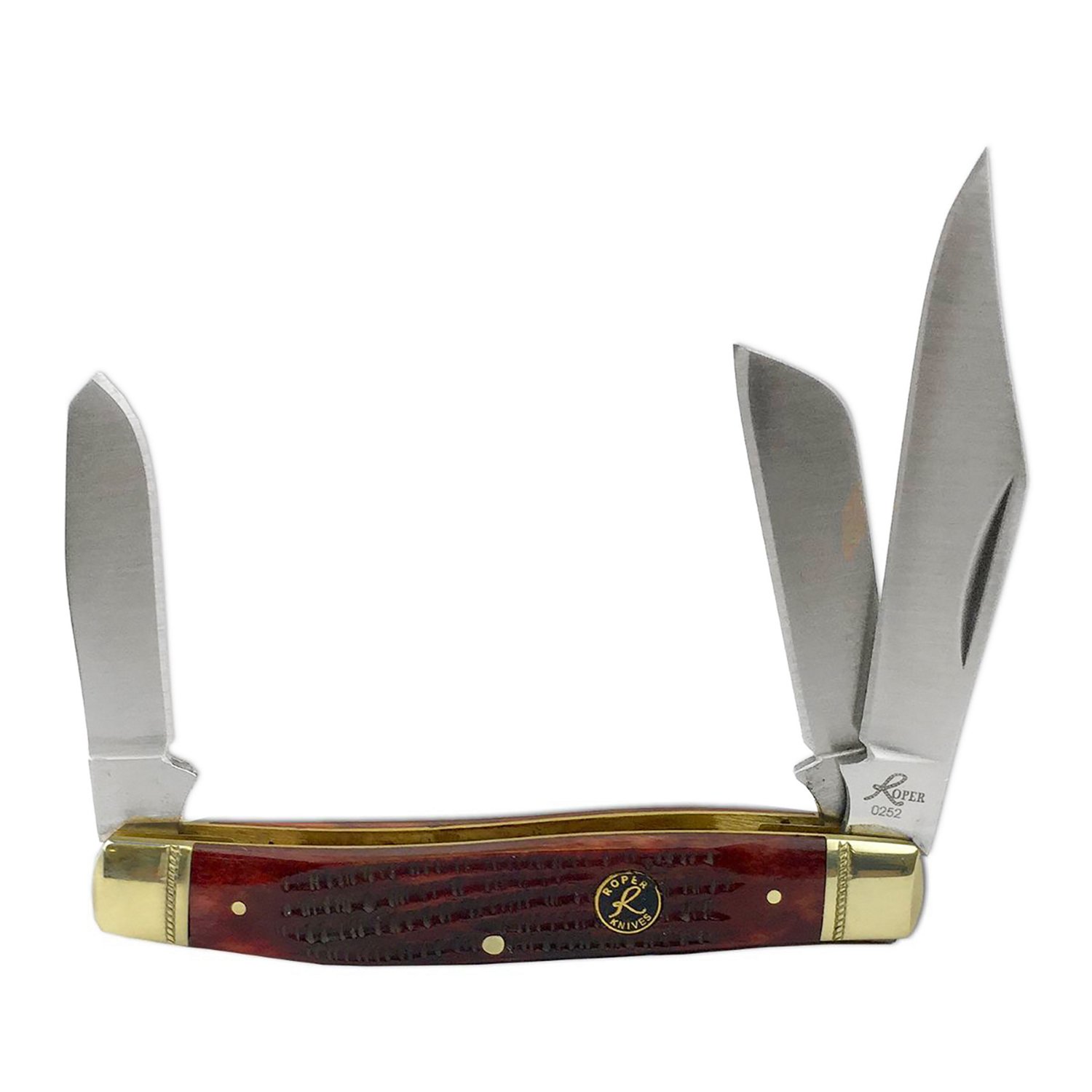 Roper Knives Stockman Tobacco Jigged Bone Folding Knife