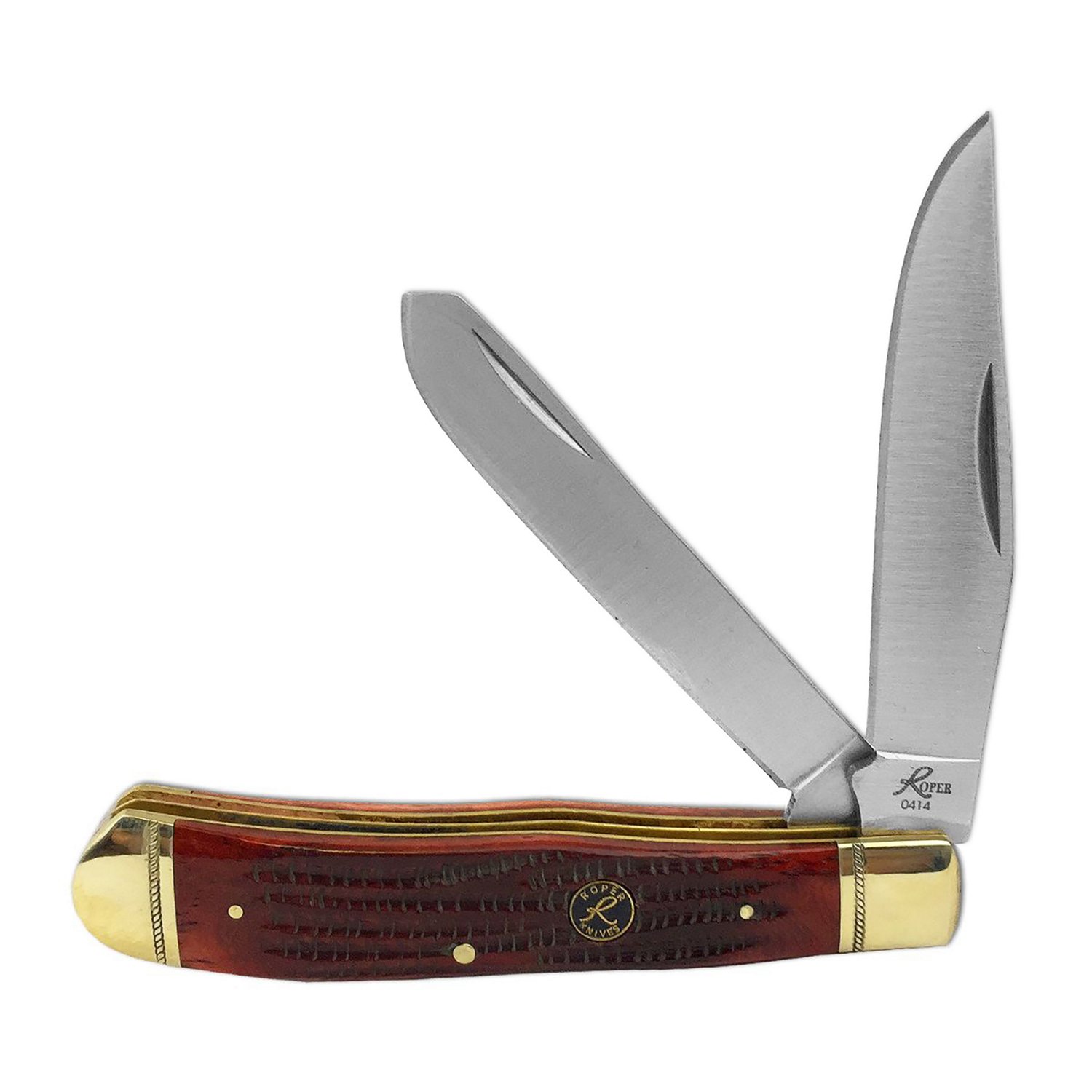 Roper Knives Trapper Tobacco Jigged Bone Folding Knife