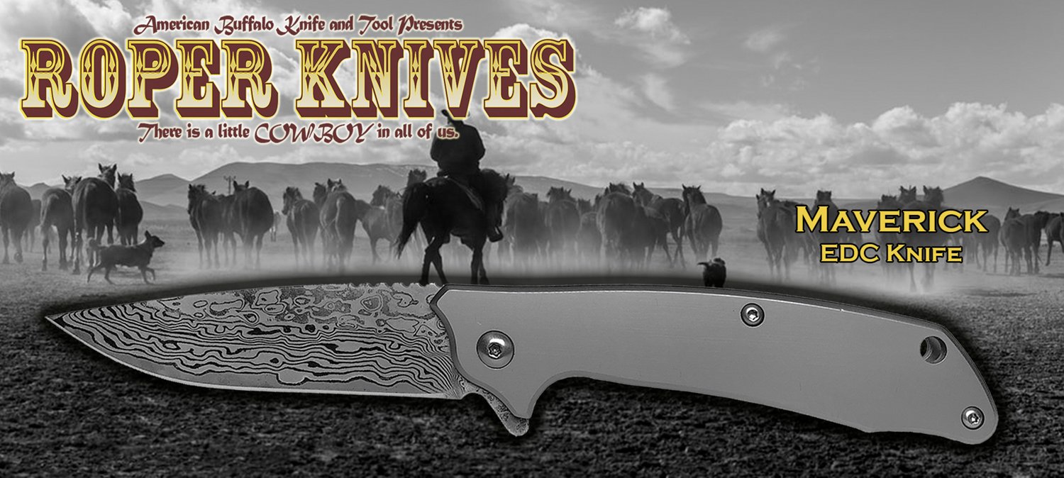Roper Knives Maverick Damascus Folding Knife