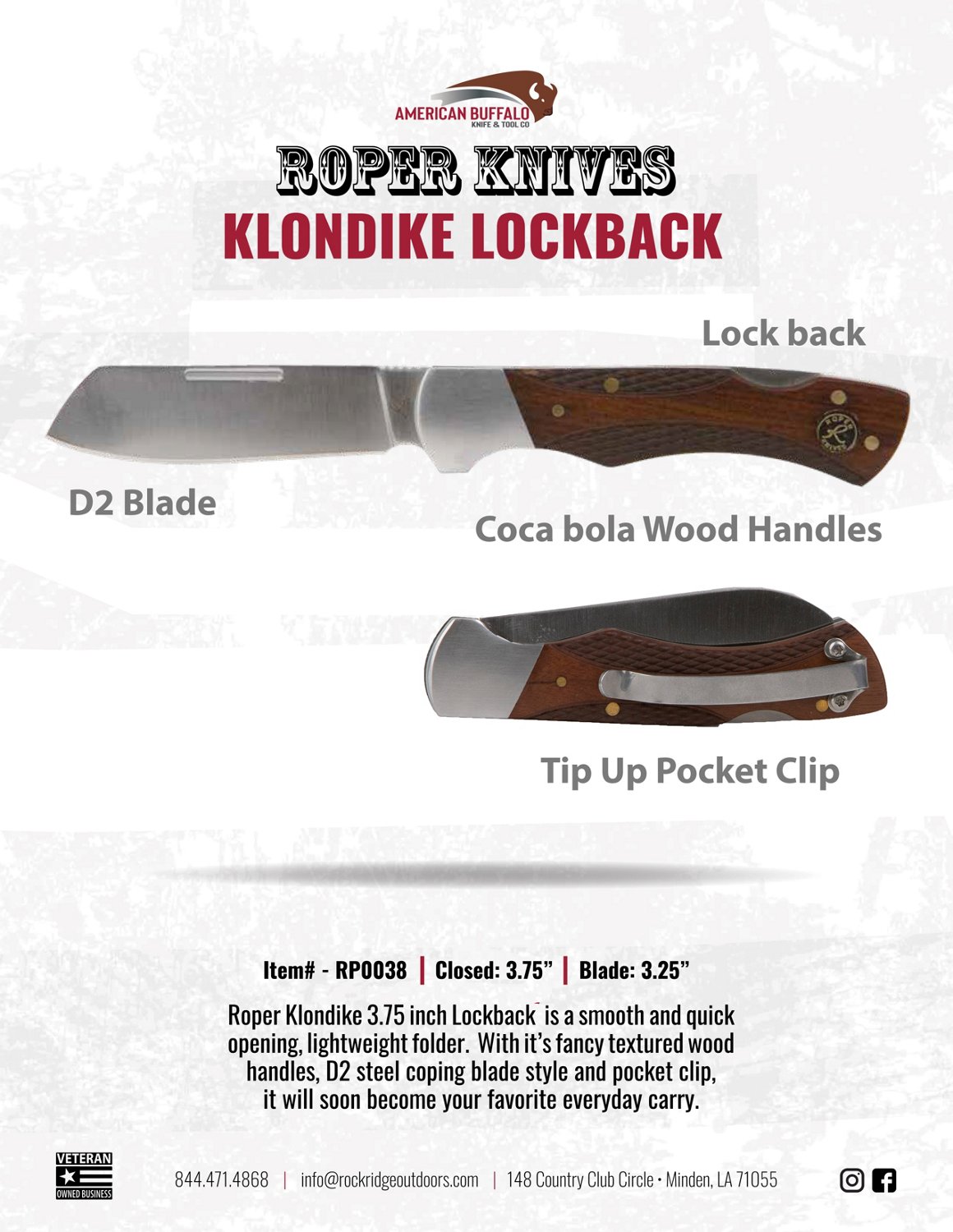 Roper Knives Klondike Coping Blade Folding Knife