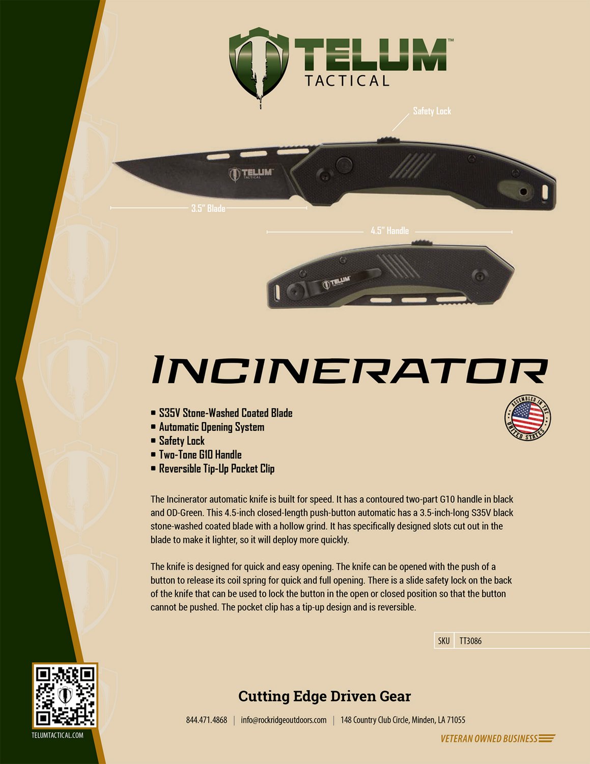Telum Tactical Incinerator Folding Knife