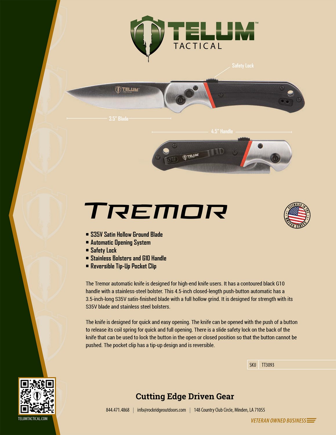 Telum Tactical Tremor Folding Knife