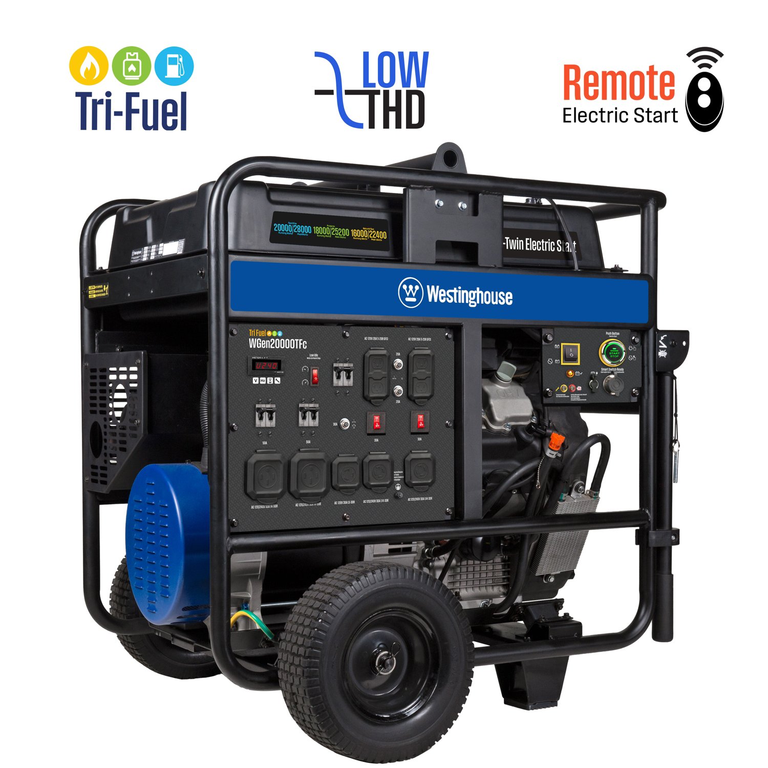 Westinghouse 28000/20000W Tri-Fuel Portable Generator with Remote Electric Start