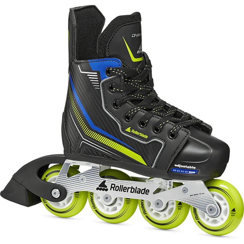 Rollerblade Kid's Dynamo Adjustable Skate, Size 4-7, Black/Lime/Blue