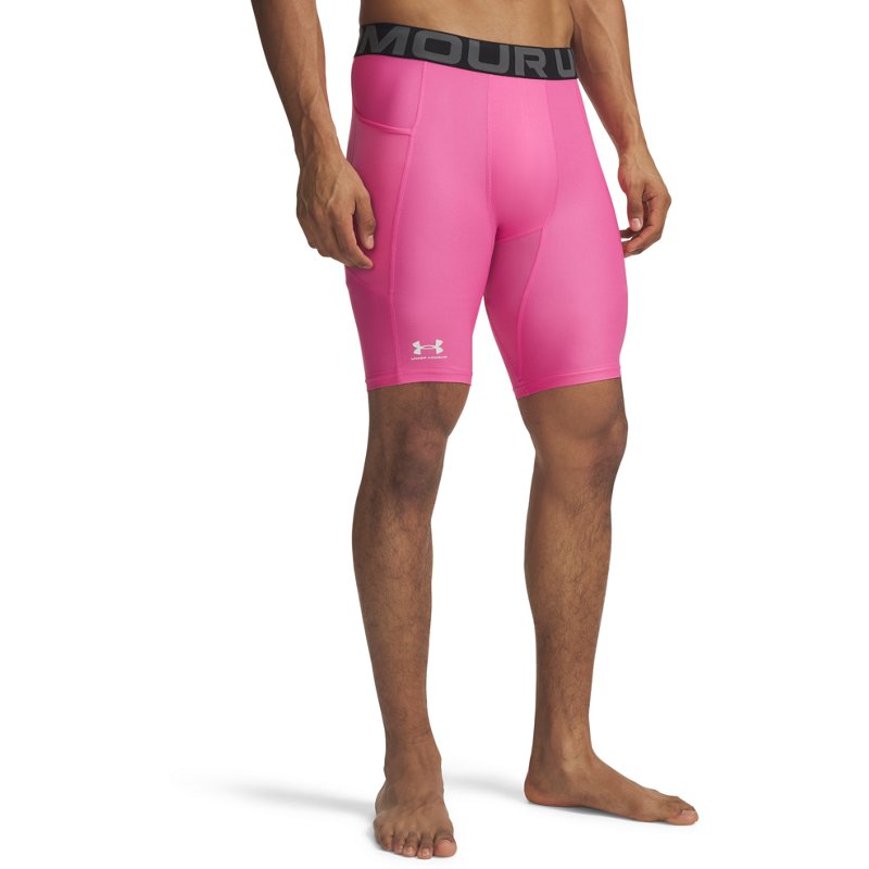 Under Armour Men's HeatGear Long Compression 9" Shorts, XXL, Pink Frenzy/White