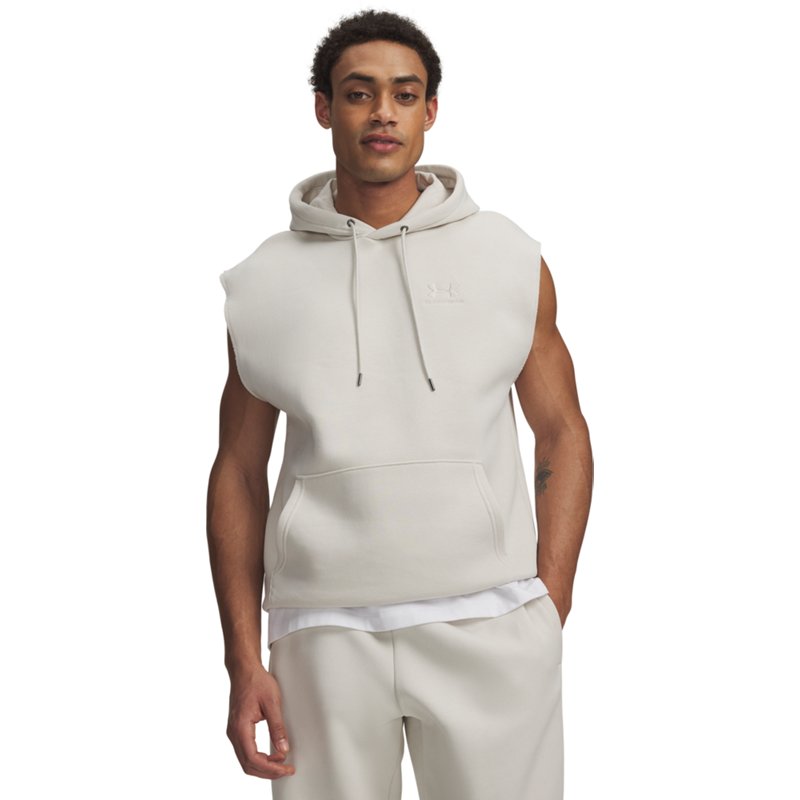 Under Armour Men's Icon Fleece Sleeveless Hoodie, Medium, Summit White/Summit White