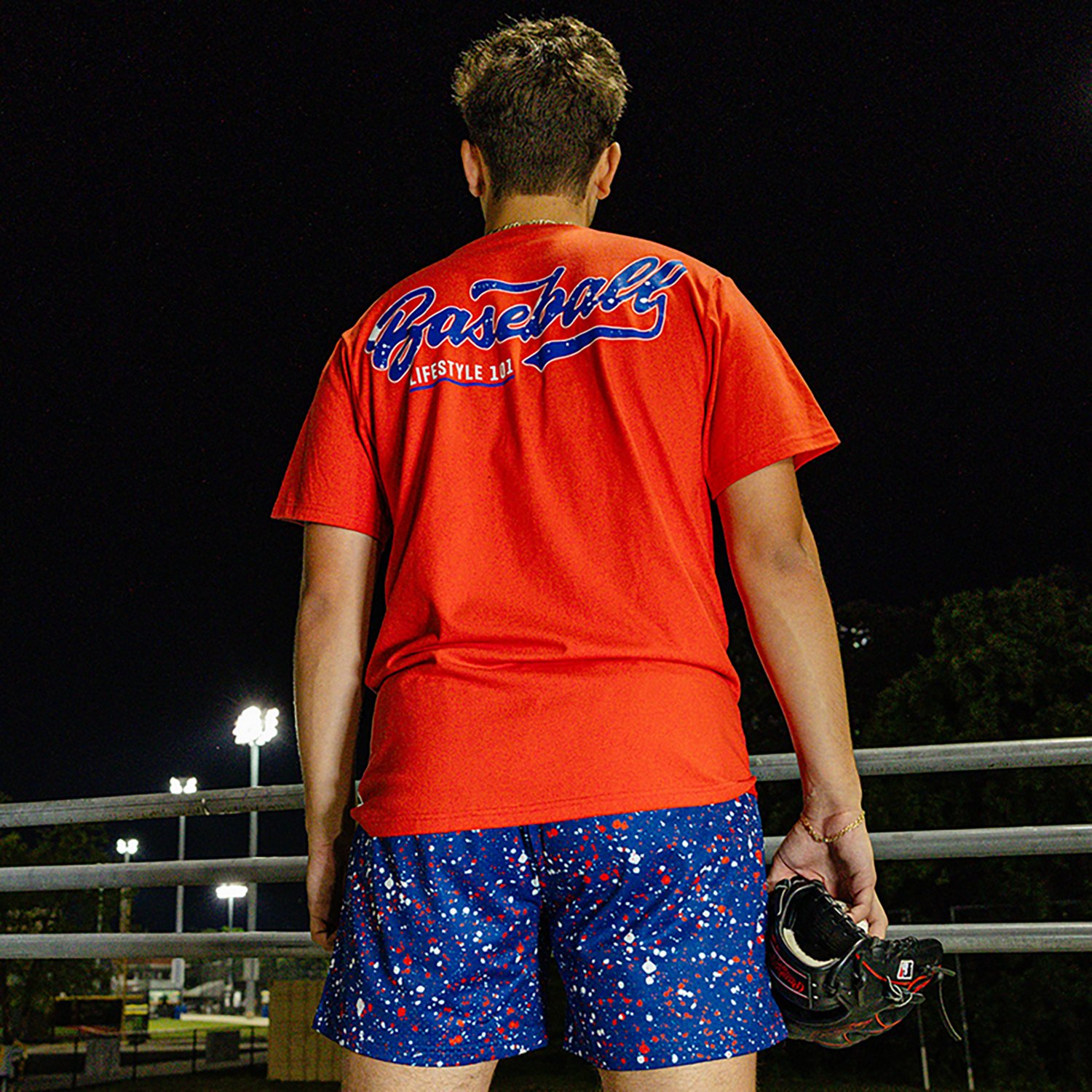 Baseball Lifestyle 101 Adult Splatter Shorts 5 in                                                                                - view number 3