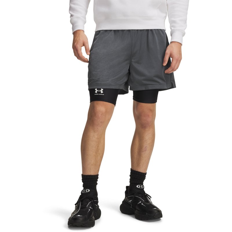Under Armour Men's Icon Mesh Shorts, Medium, Pitch Gray/White