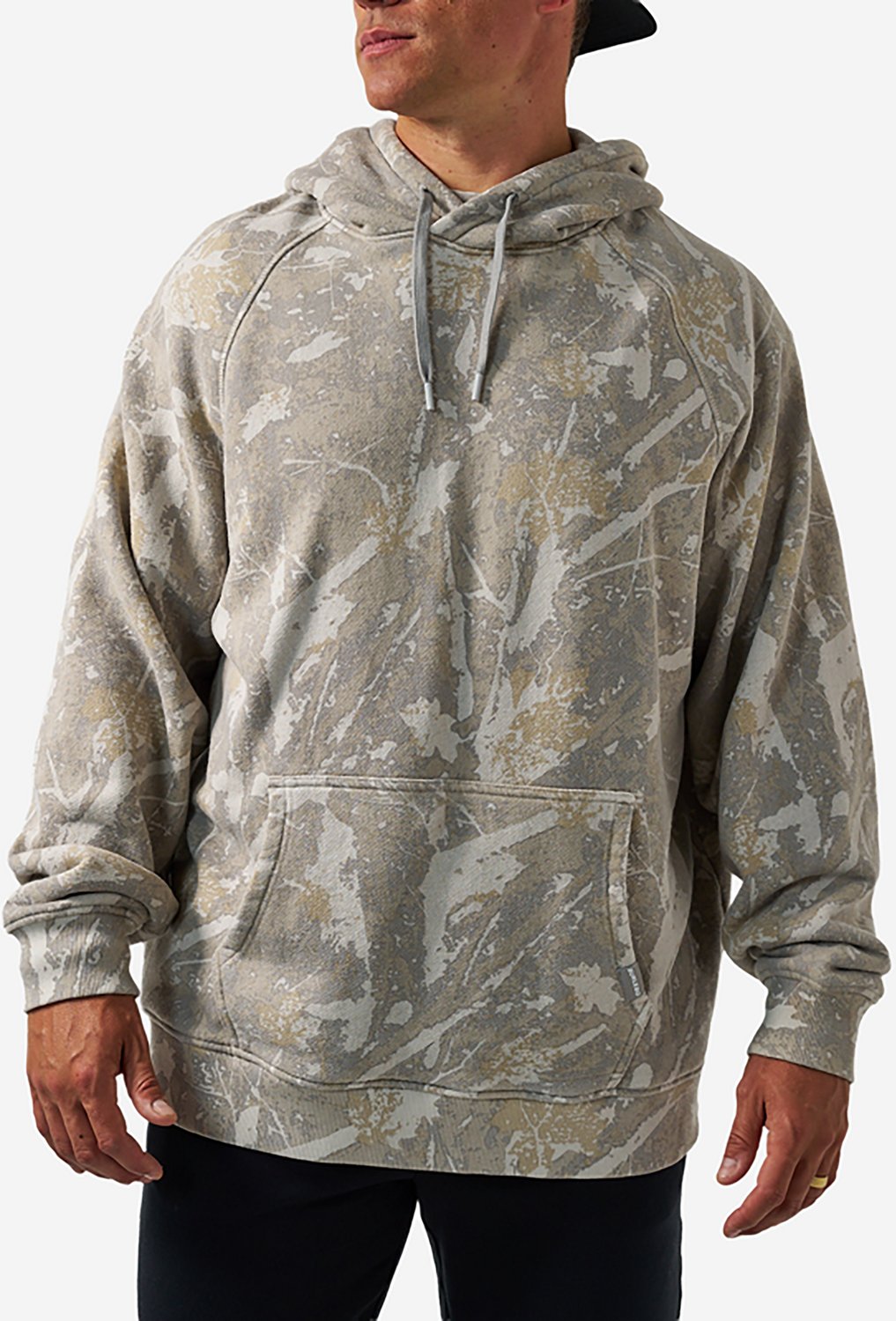 BURLEBO Men's Midland Camo Vintage Washed Fleece Hoodie