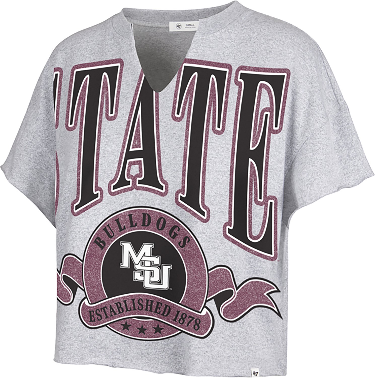 '47 Women's Mississippi State Banners Out Oversized Notch Neck Short Sleeve T-shirt