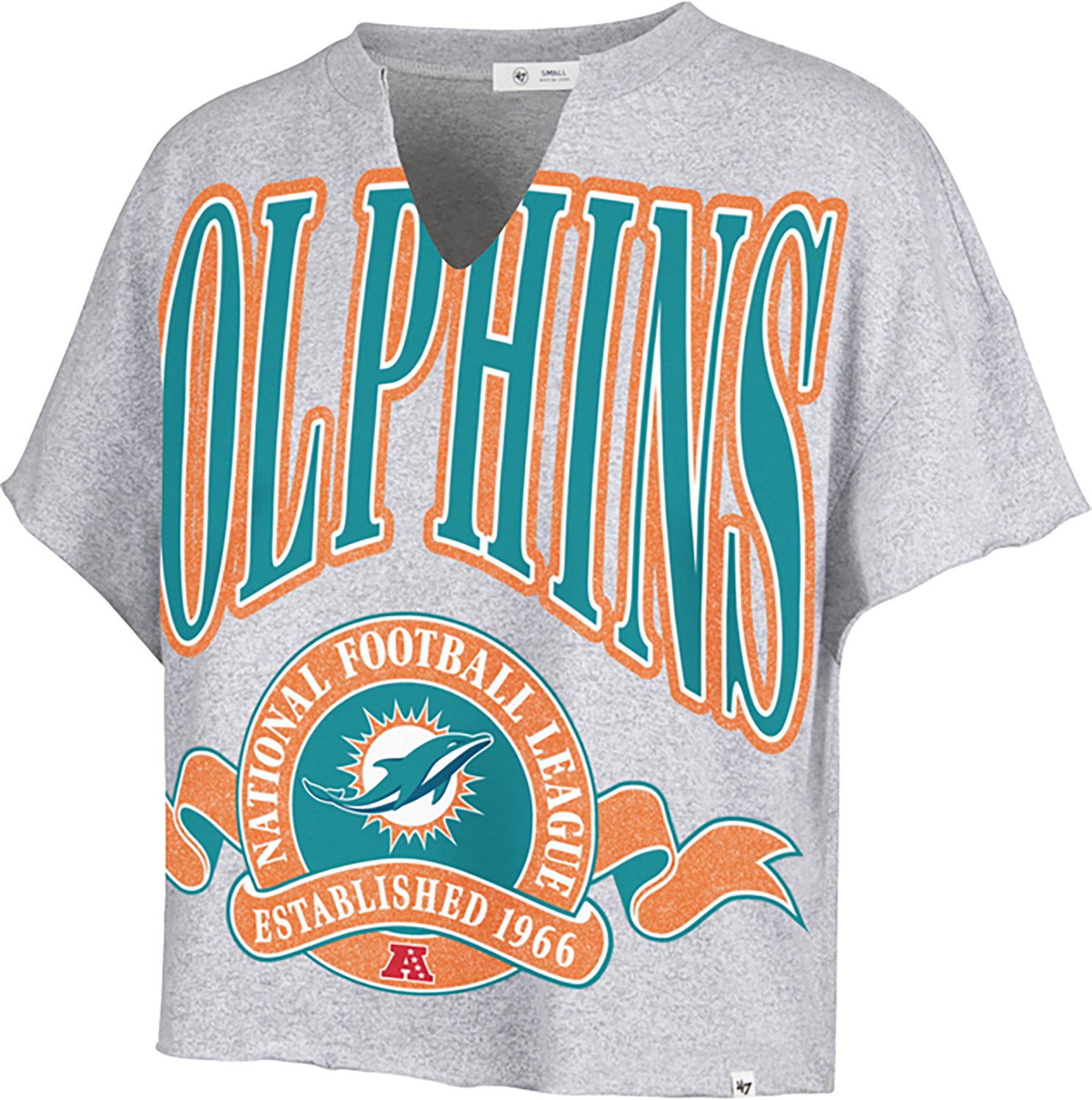 '47 Women's Dolphins Banners Out Oversized Notch Neck Short Sleeve T-shirt