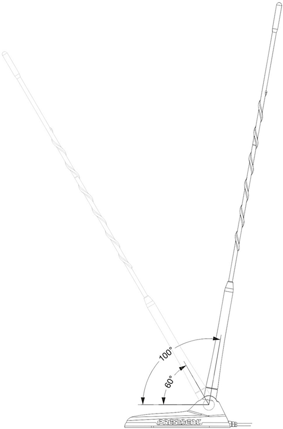 Petra President New Virginia Magnetic-Mount CB Antenna with Adjustable-Angle Whip - view number 7