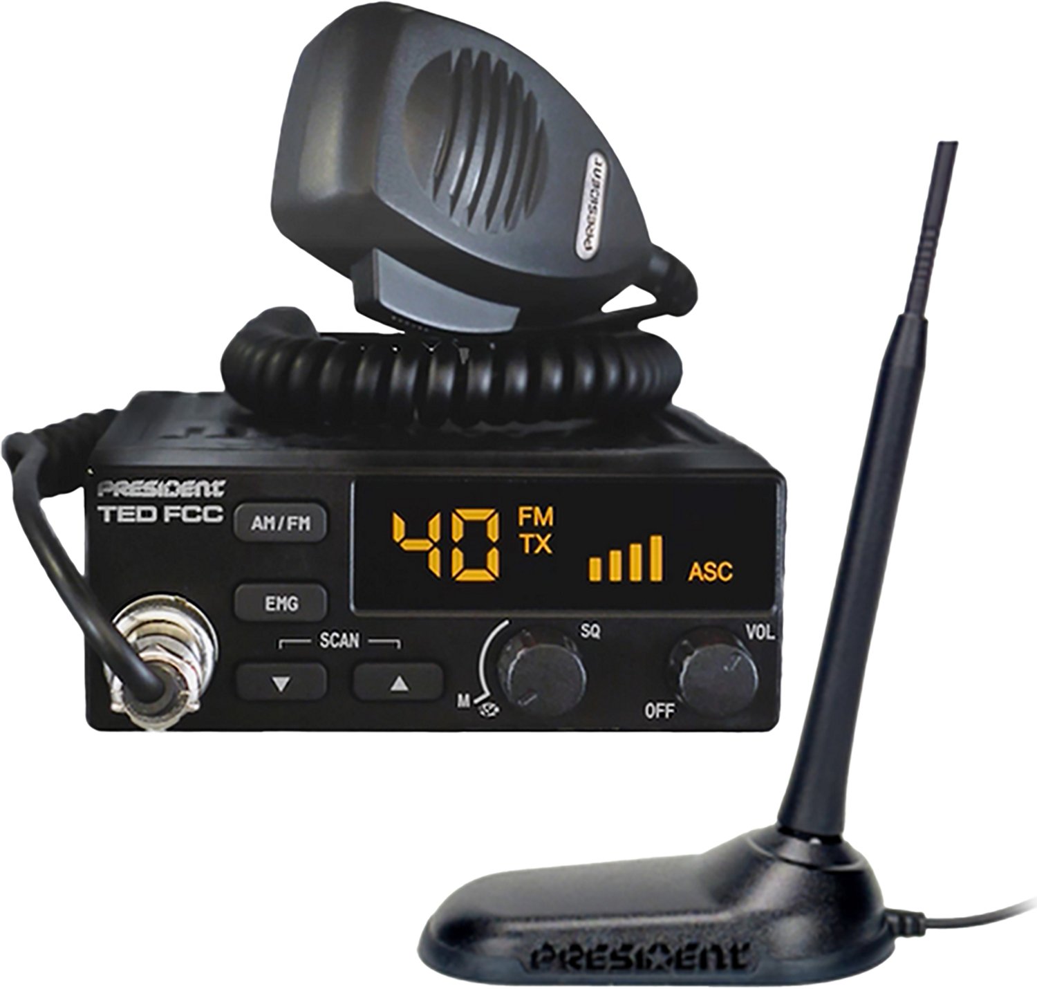 Petra President CB Radio Starter Kit with TED FCC 40-Channel 12V AM/FM CB Radio and Virginia-Fixed Magnet-Mounted Antenna