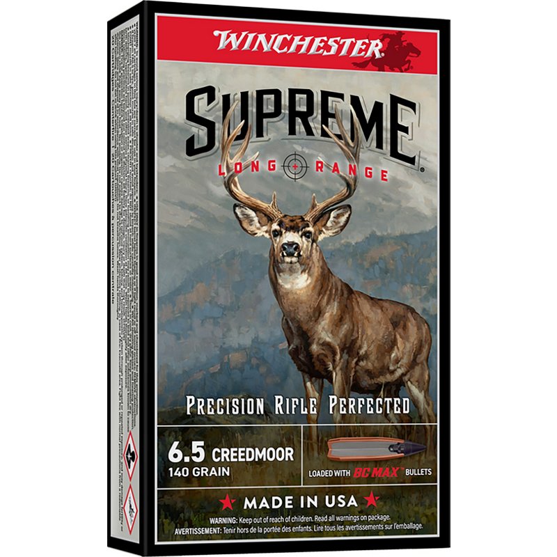 Winchester Supreme Long Range 6.5 Creedmoor 140 Grain BC Max Centerfire Rifle Ammo