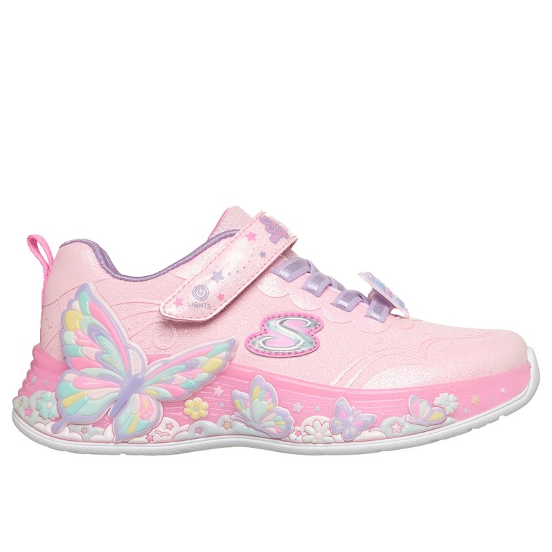 Skechers Girl's S-Lights: Butterfly Bliss Sneaker | Size 2.5 | Light Pink