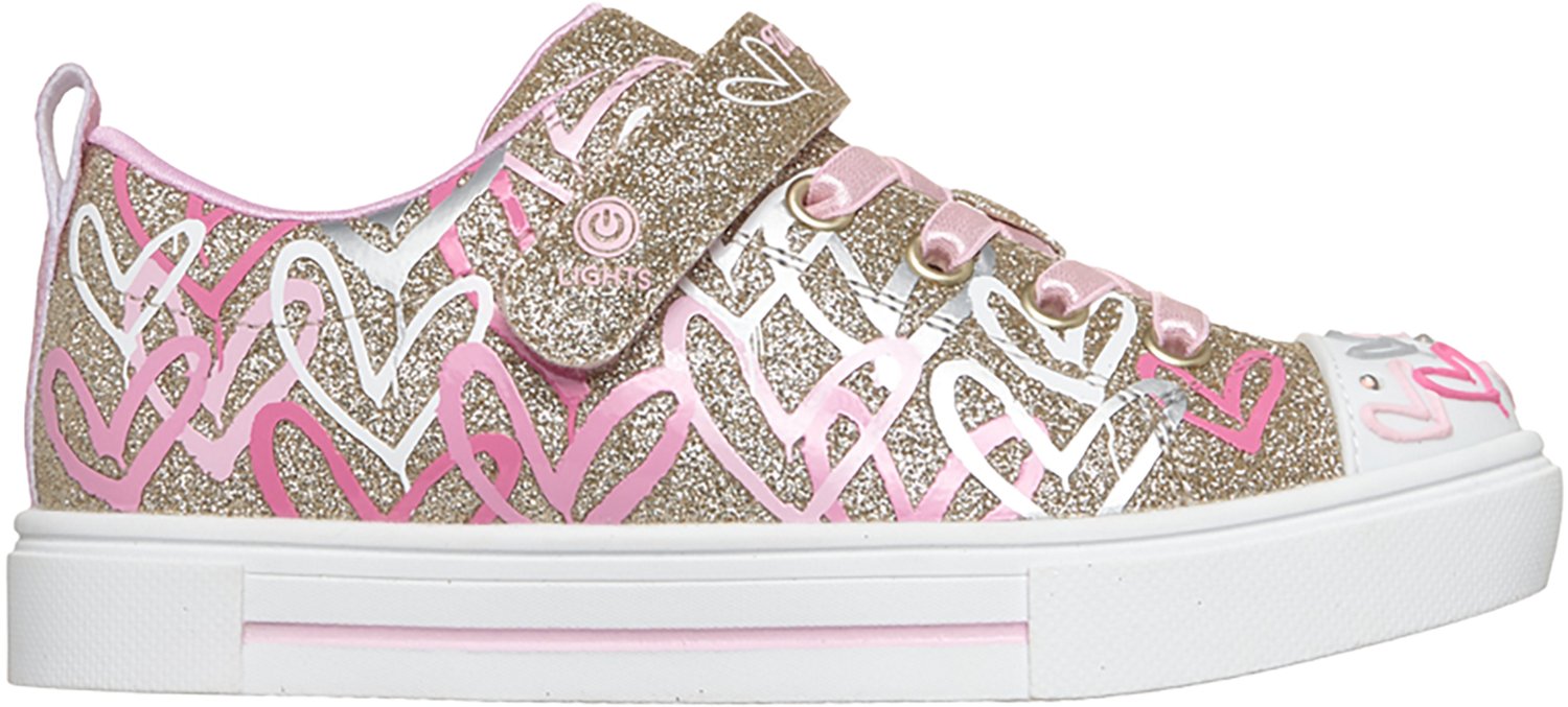 SKETCHERS Girls’ Twinkle Toes JGoldcrown Twinkle Sparks – Love Medley Shoes
