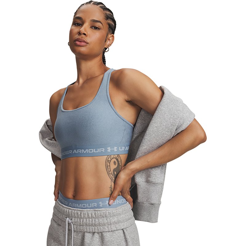 Under Armour Women's Medium Impact Sports Bra - Blue Wind Light Heather