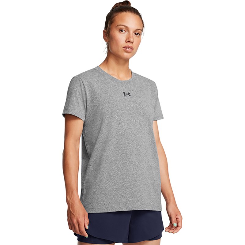 Under Armour Women's Rival Core Short Sleeve Crew Neck - Castlerock / Black